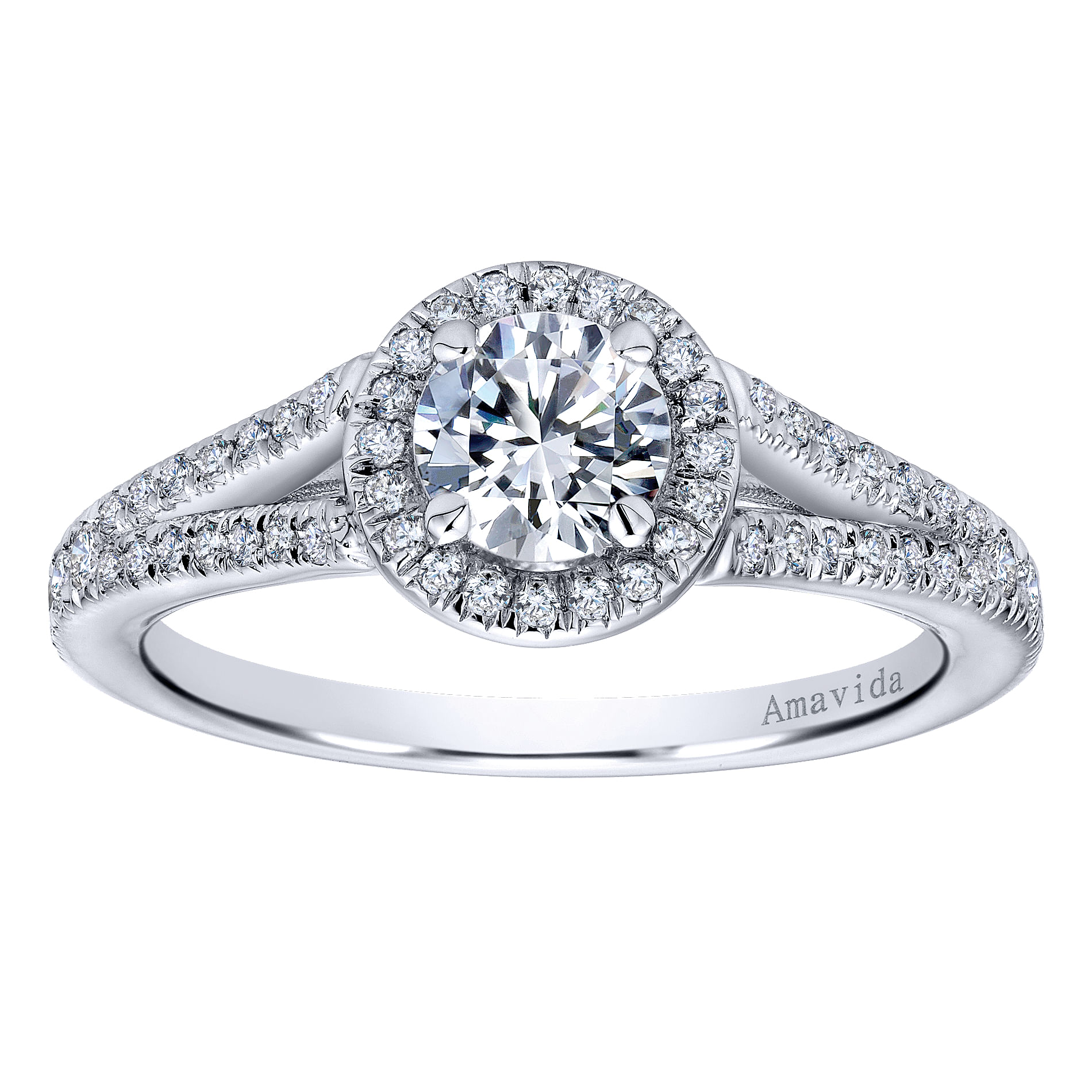 18k White Gold Diamond Halo Engagement Ring angle 5 18k White Gold Diamond Halo Engagement Ring angle 5