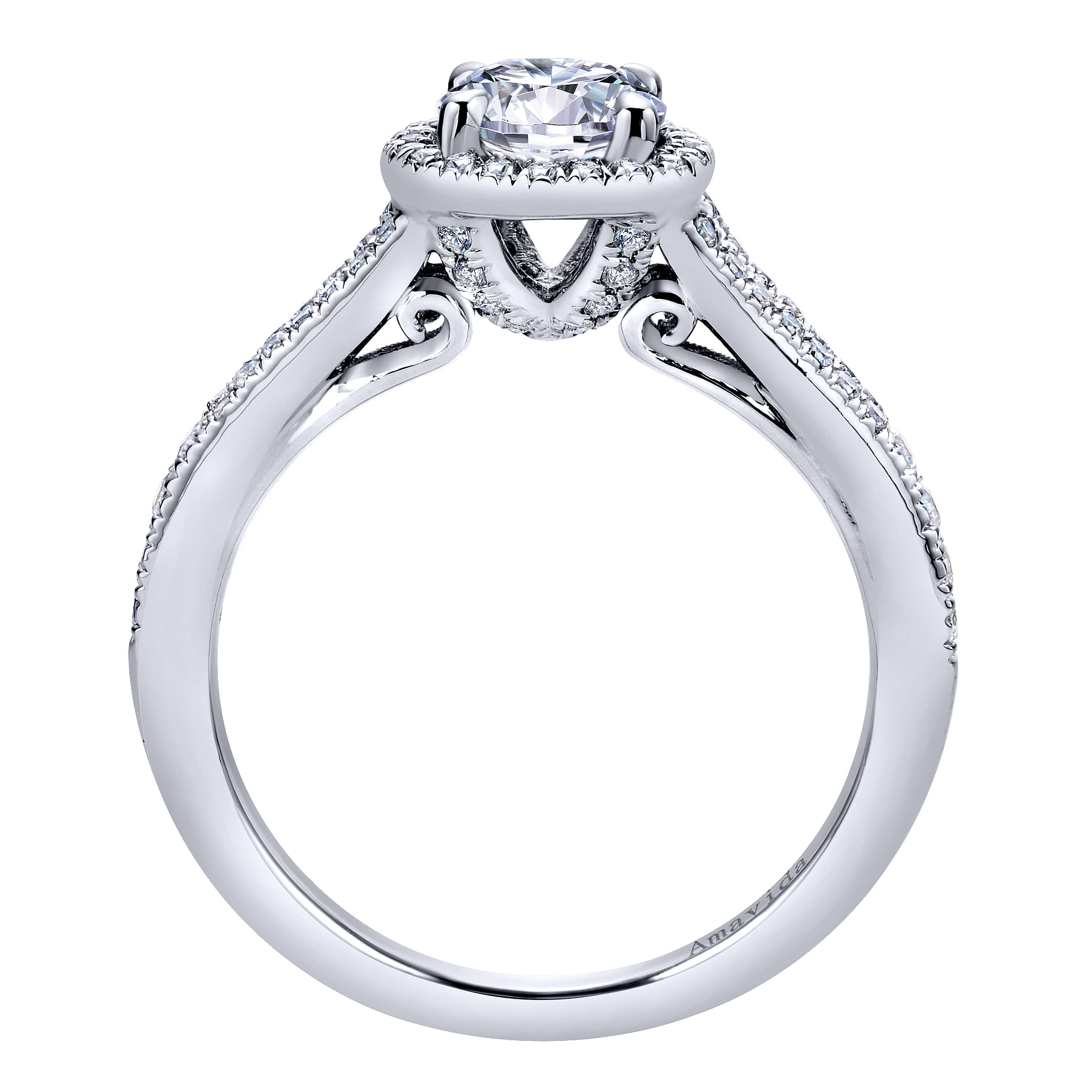 18k White Gold Diamond Halo Engagement Ring angle 2 18k White Gold Diamond Halo Engagement Ring angle 2