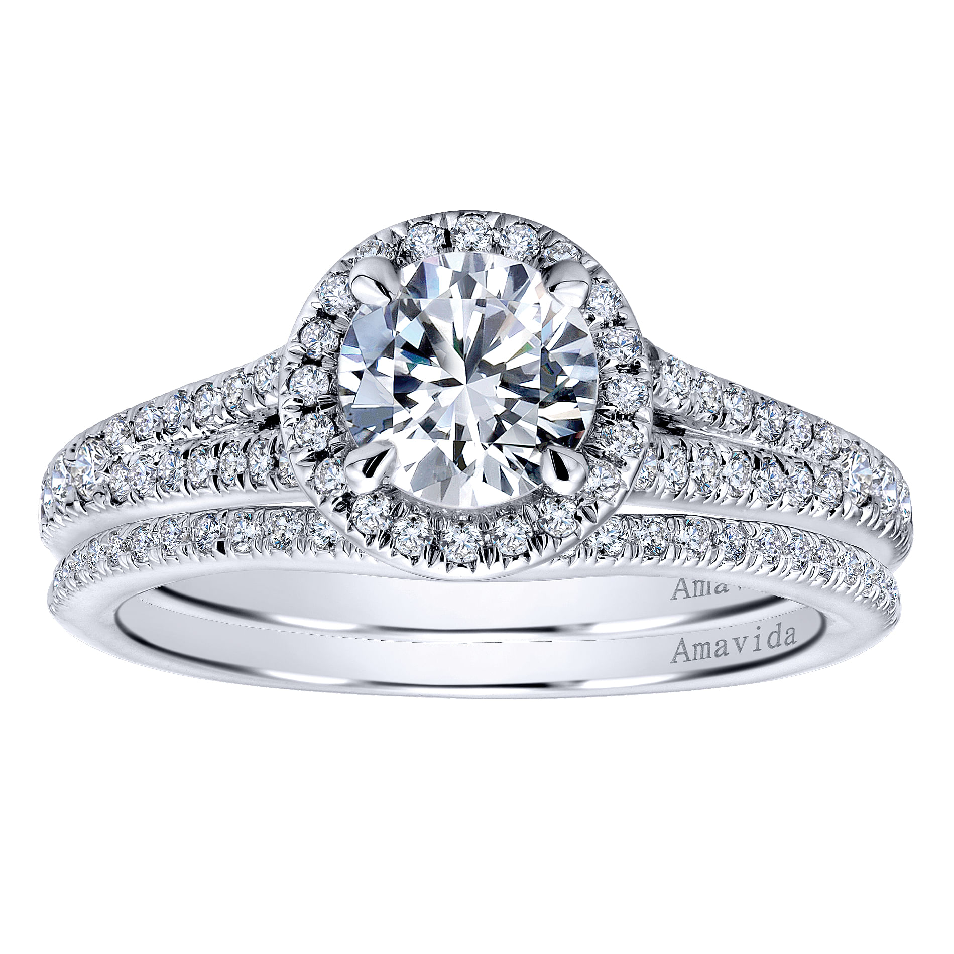 18k White Gold Diamond Halo Engagement Ring angle 4 18k White Gold Diamond Halo Engagement Ring angle 4