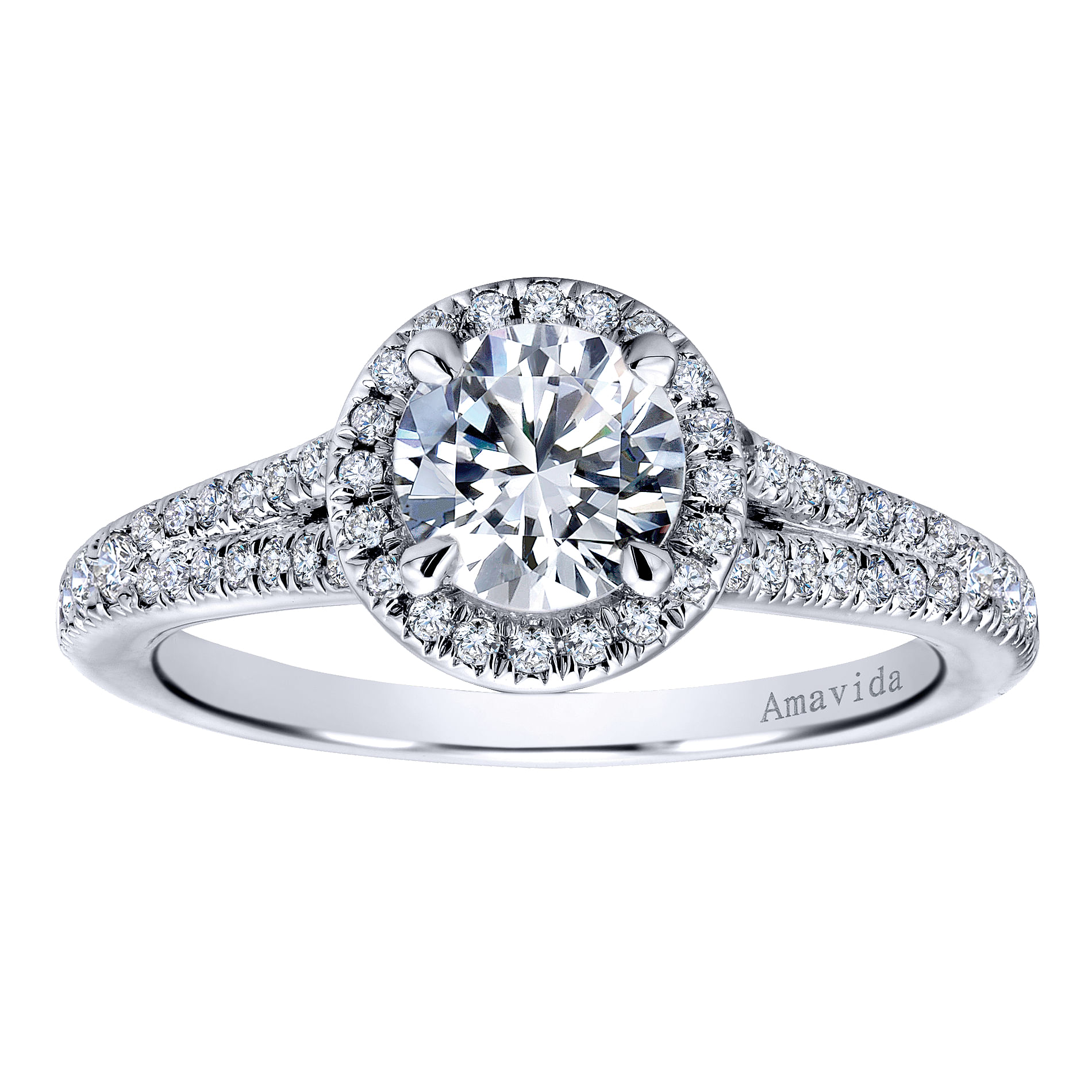 18k White Gold Diamond Halo Engagement Ring angle 5 18k White Gold Diamond Halo Engagement Ring angle 5