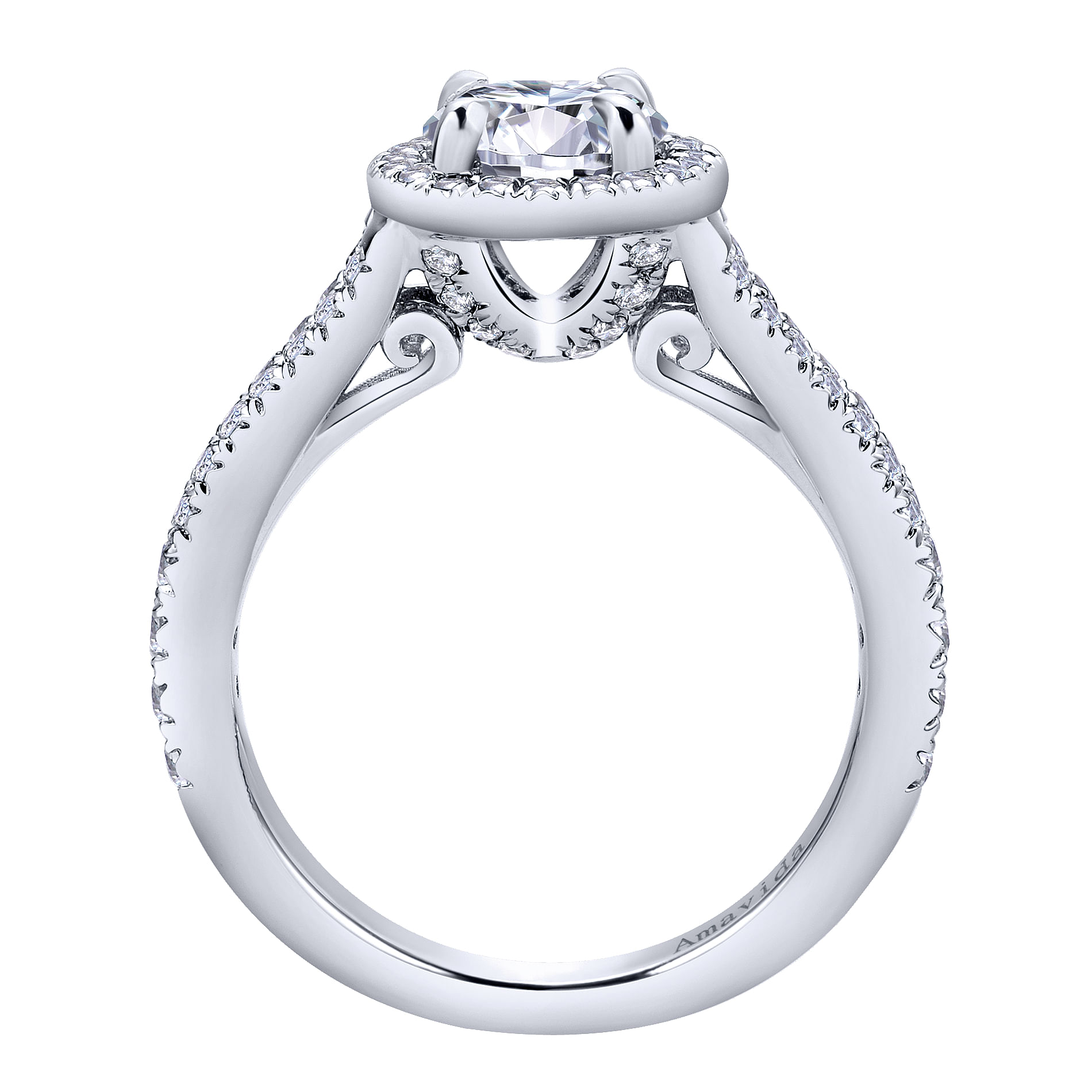 18k White Gold Diamond Halo Engagement Ring angle 2 18k White Gold Diamond Halo Engagement Ring angle 2