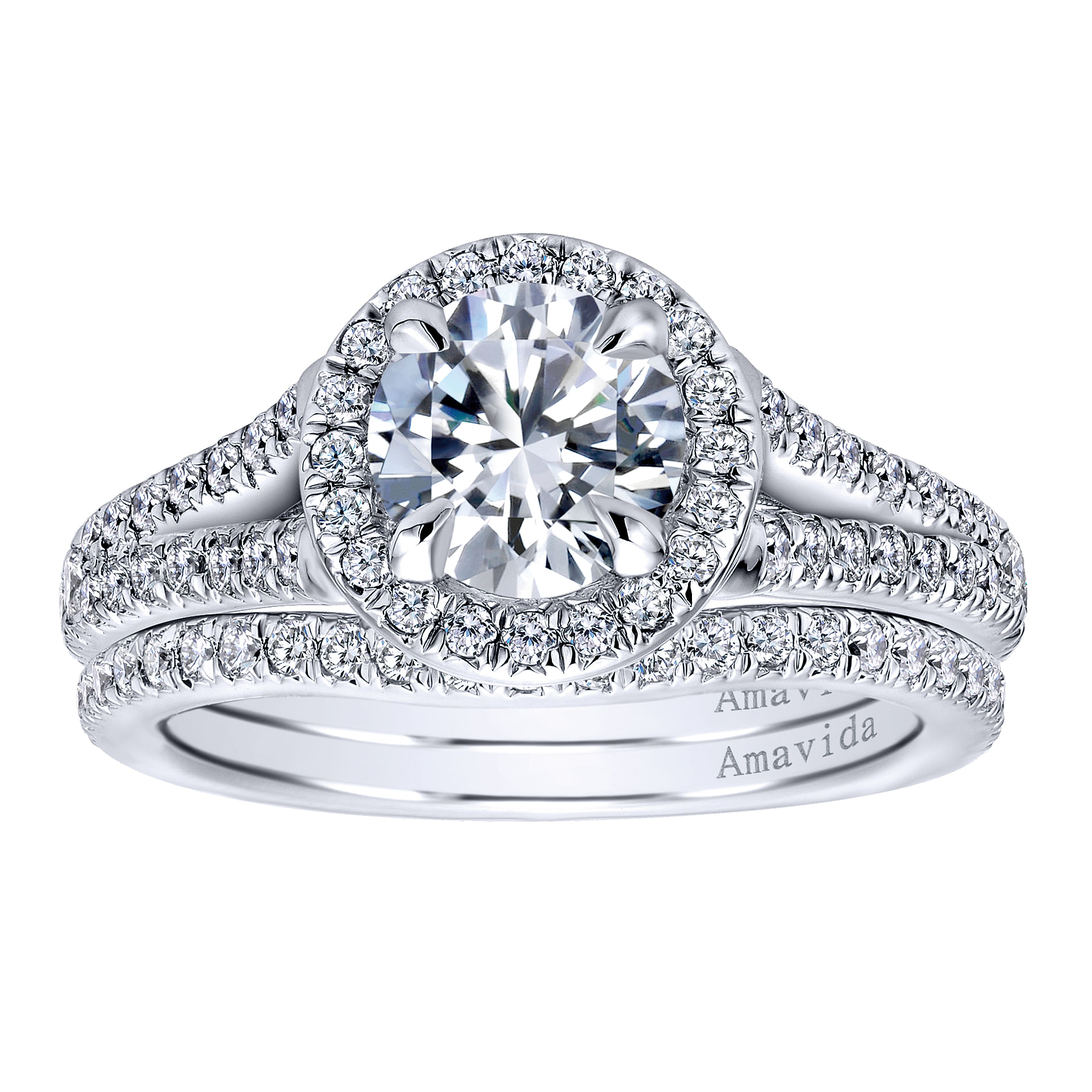 18k White Gold Diamond Halo Engagement Ring angle 4 18k White Gold Diamond Halo Engagement Ring angle 4