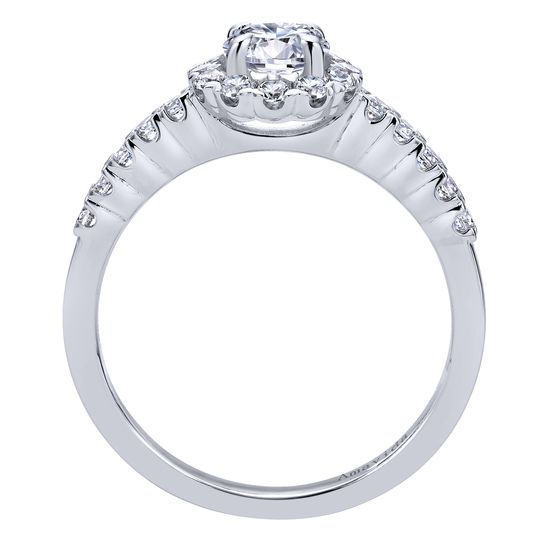 18k White Gold Diamond Halo Engagement Ring angle 2 18k White Gold Diamond Halo Engagement Ring angle 2