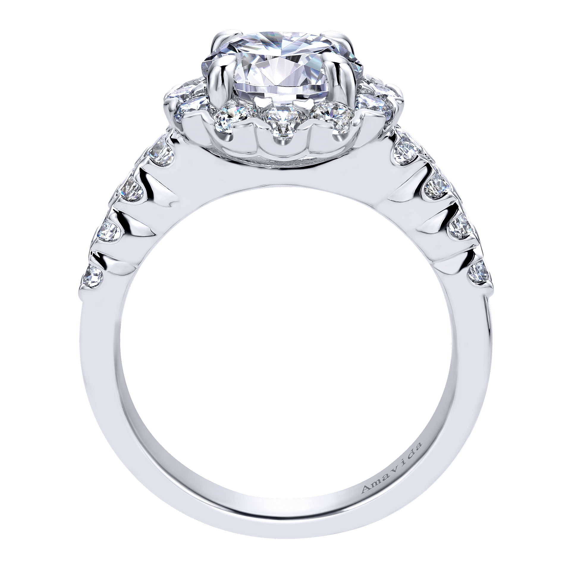 18k White Gold Diamond Halo Engagement Ring angle 2 18k White Gold Diamond Halo Engagement Ring angle 2