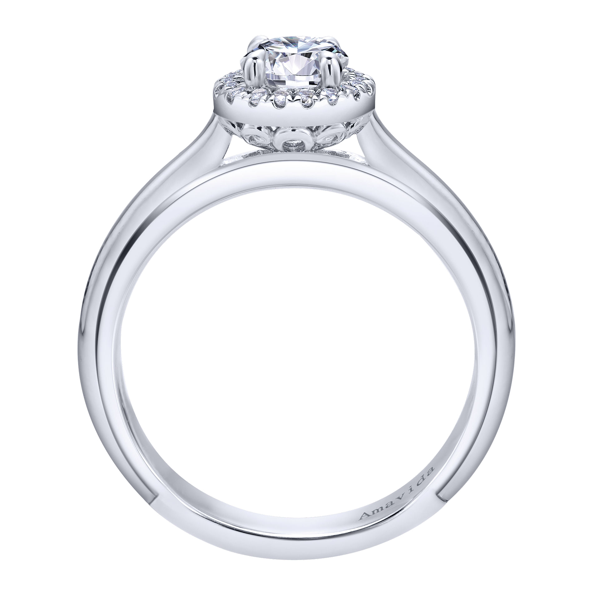 18k White Gold Diamond Halo Engagement Ring angle 2 18k White Gold Diamond Halo Engagement Ring angle 2
