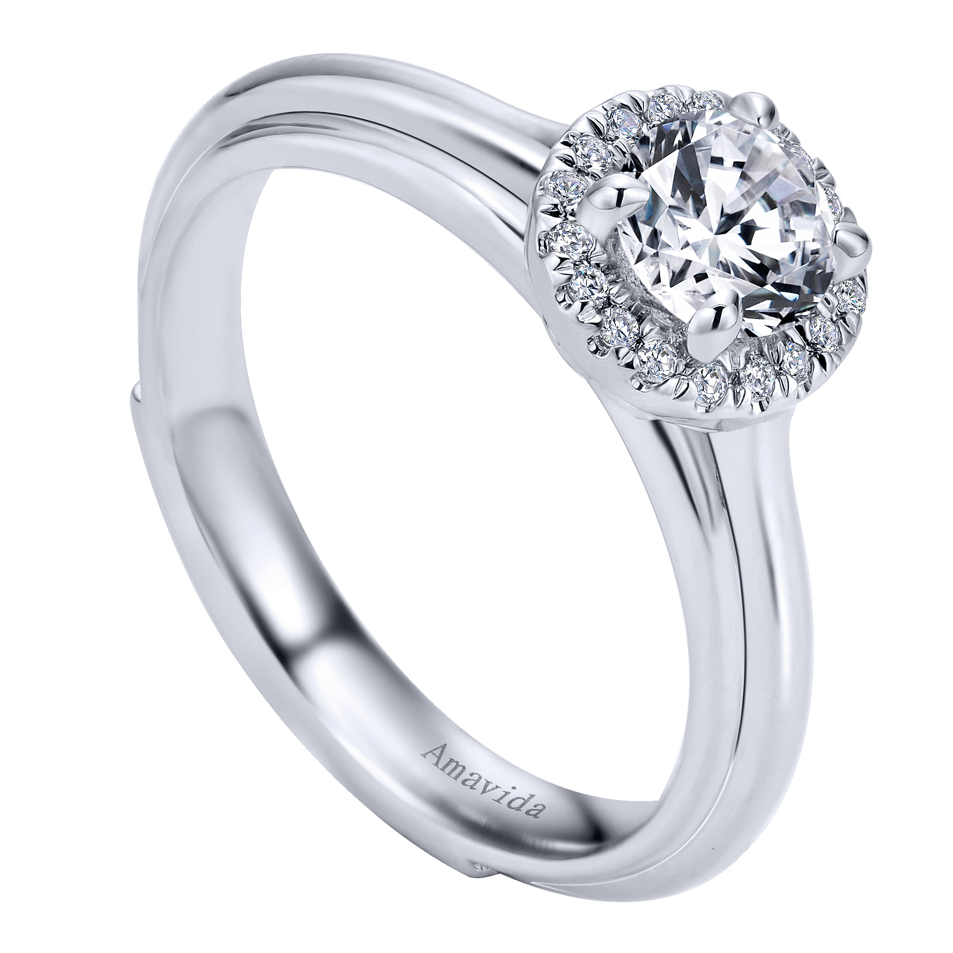 18k White Gold Diamond Halo Engagement Ring angle 3 18k White Gold Diamond Halo Engagement Ring angle 3
