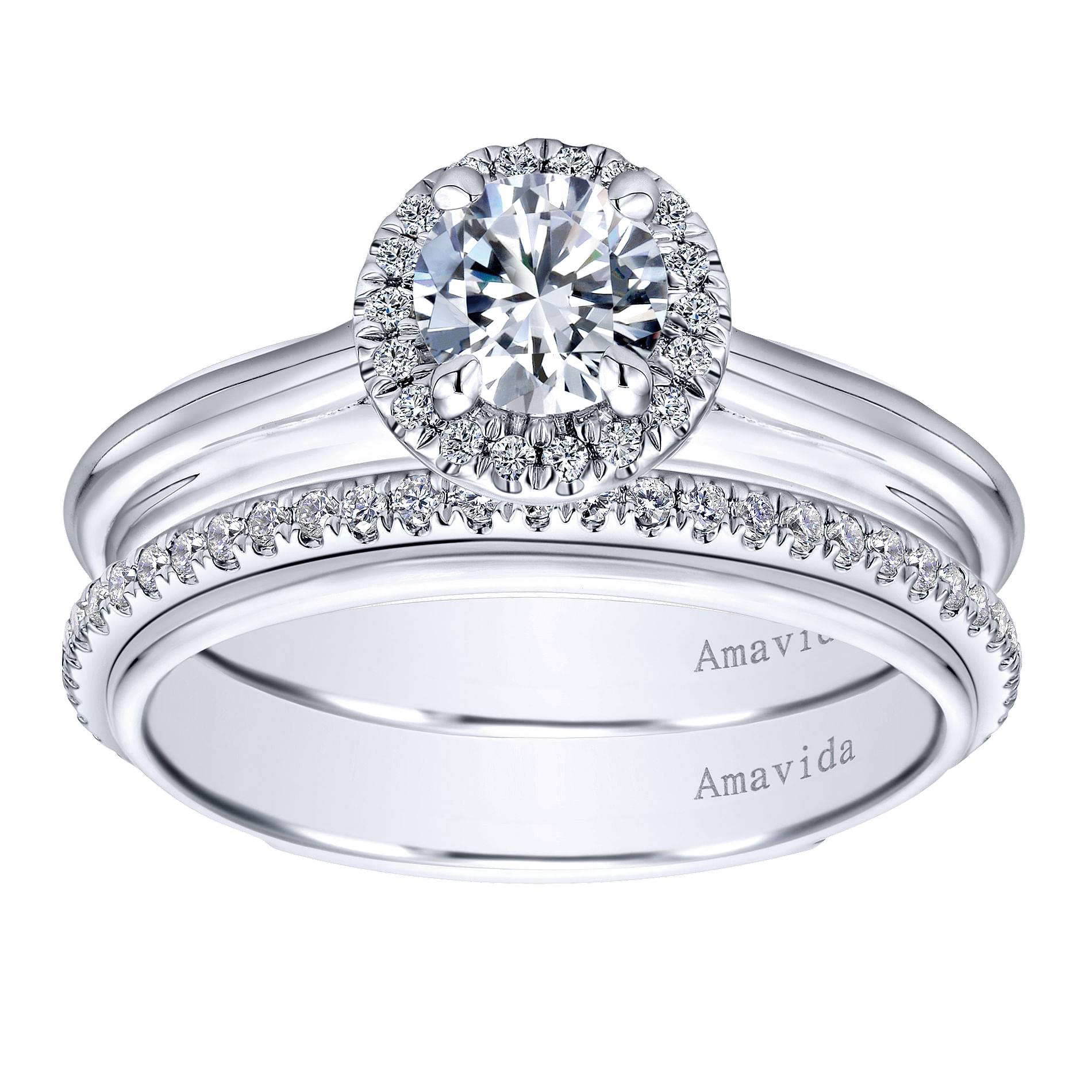 18k White Gold Diamond Halo Engagement Ring angle 4 18k White Gold Diamond Halo Engagement Ring angle 4