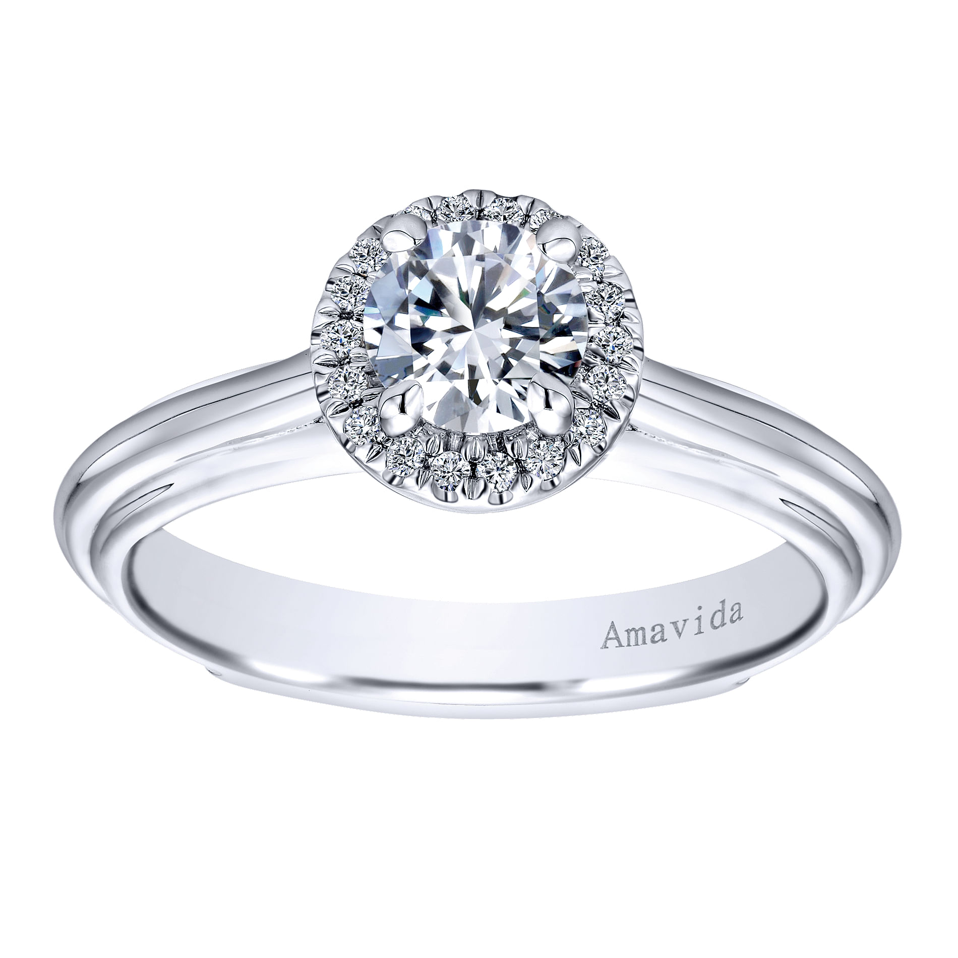 18k White Gold Diamond Halo Engagement Ring angle 5 18k White Gold Diamond Halo Engagement Ring angle 5