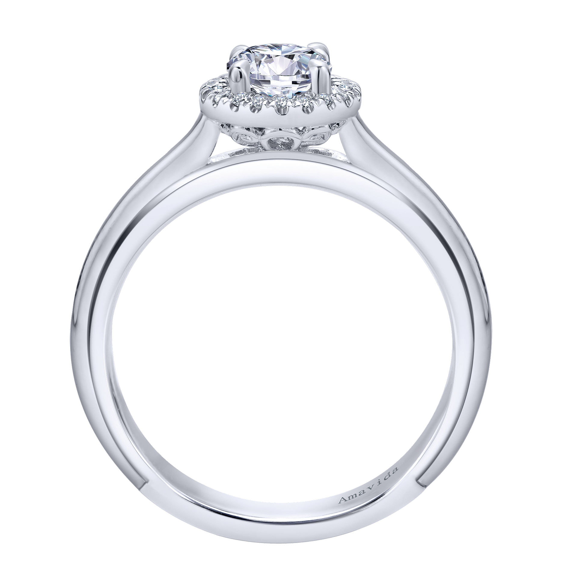 18k White Gold Diamond Halo Engagement Ring angle 2 18k White Gold Diamond Halo Engagement Ring angle 2