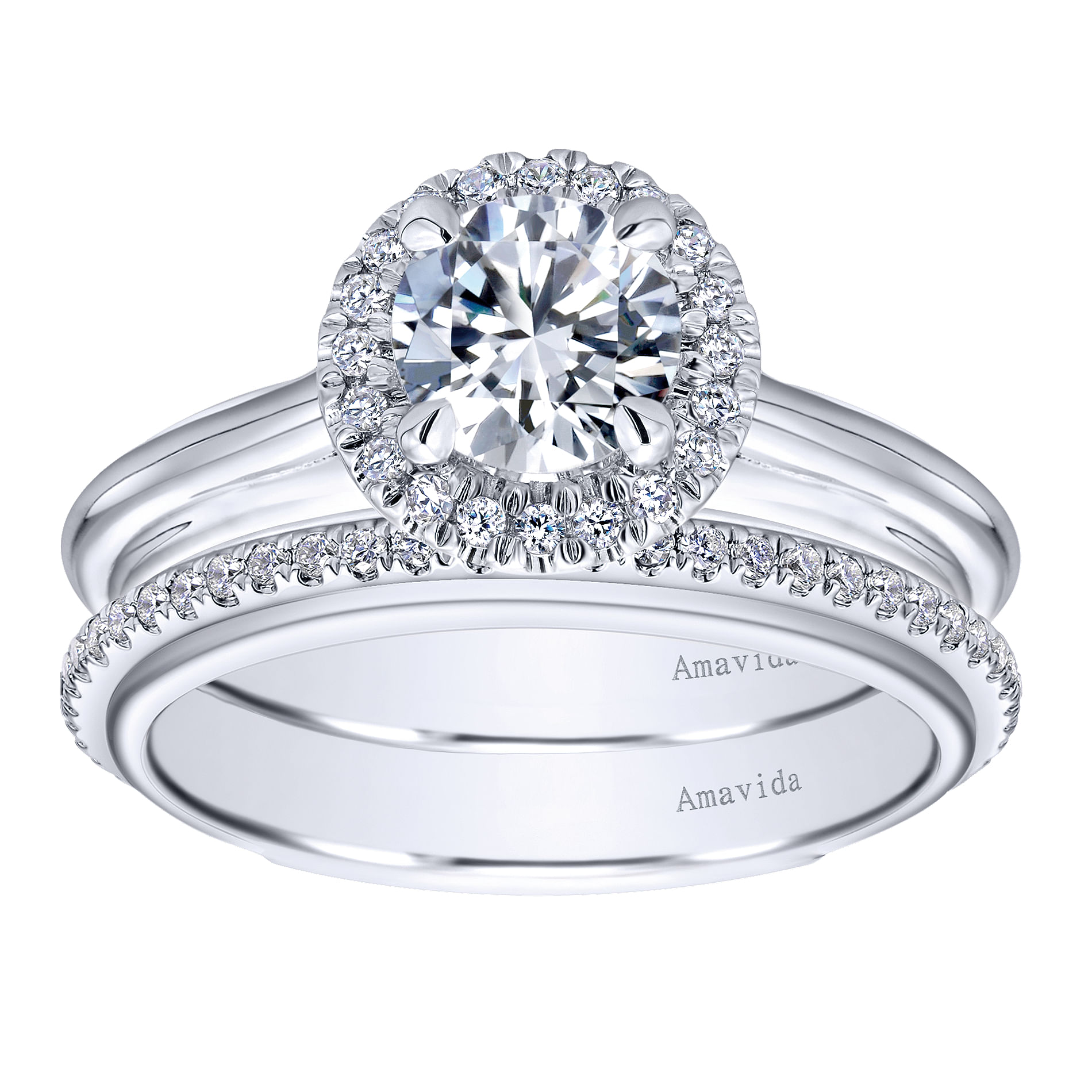 18k White Gold Diamond Halo Engagement Ring angle 4 18k White Gold Diamond Halo Engagement Ring angle 4