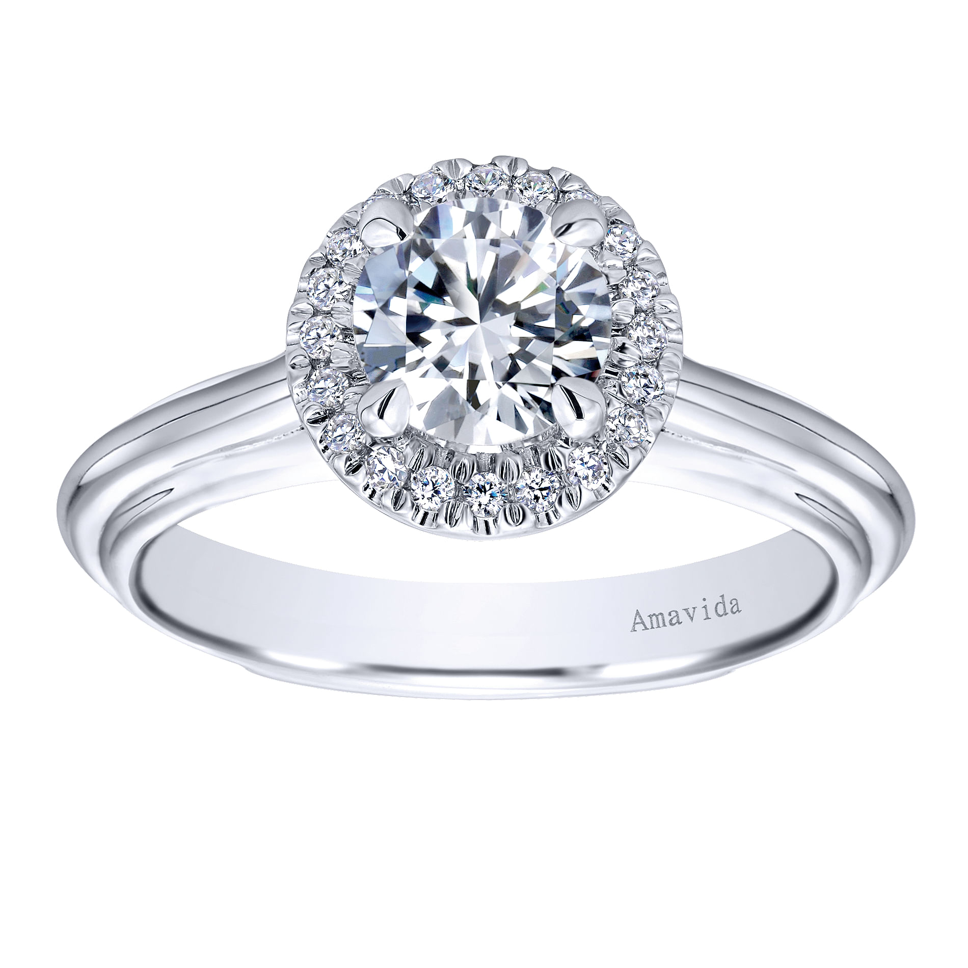 18k White Gold Diamond Halo Engagement Ring angle 5 18k White Gold Diamond Halo Engagement Ring angle 5