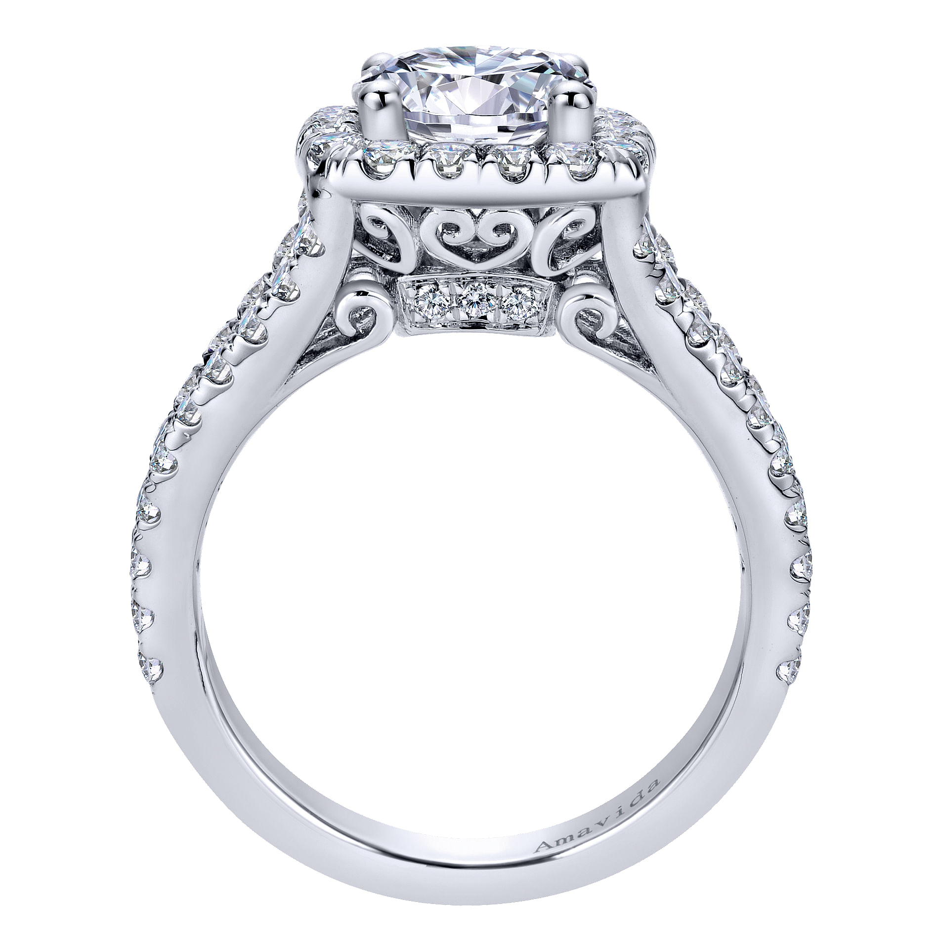 18k White Gold Diamond Halo Engagement Ring angle 2 18k White Gold Diamond Halo Engagement Ring angle 2