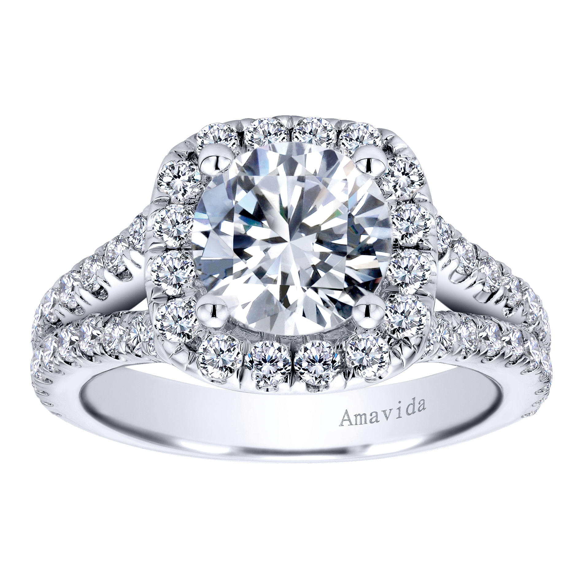 18k White Gold Diamond Halo Engagement Ring angle 5 18k White Gold Diamond Halo Engagement Ring angle 5