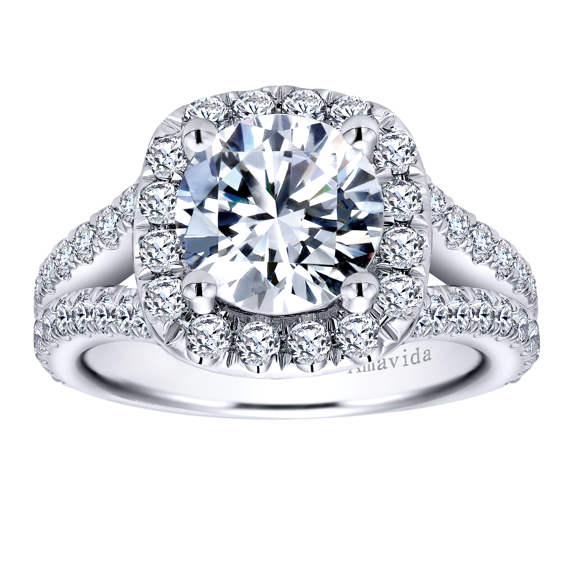 18k White Gold Diamond Halo Engagement Ring angle 5 18k White Gold Diamond Halo Engagement Ring angle 5