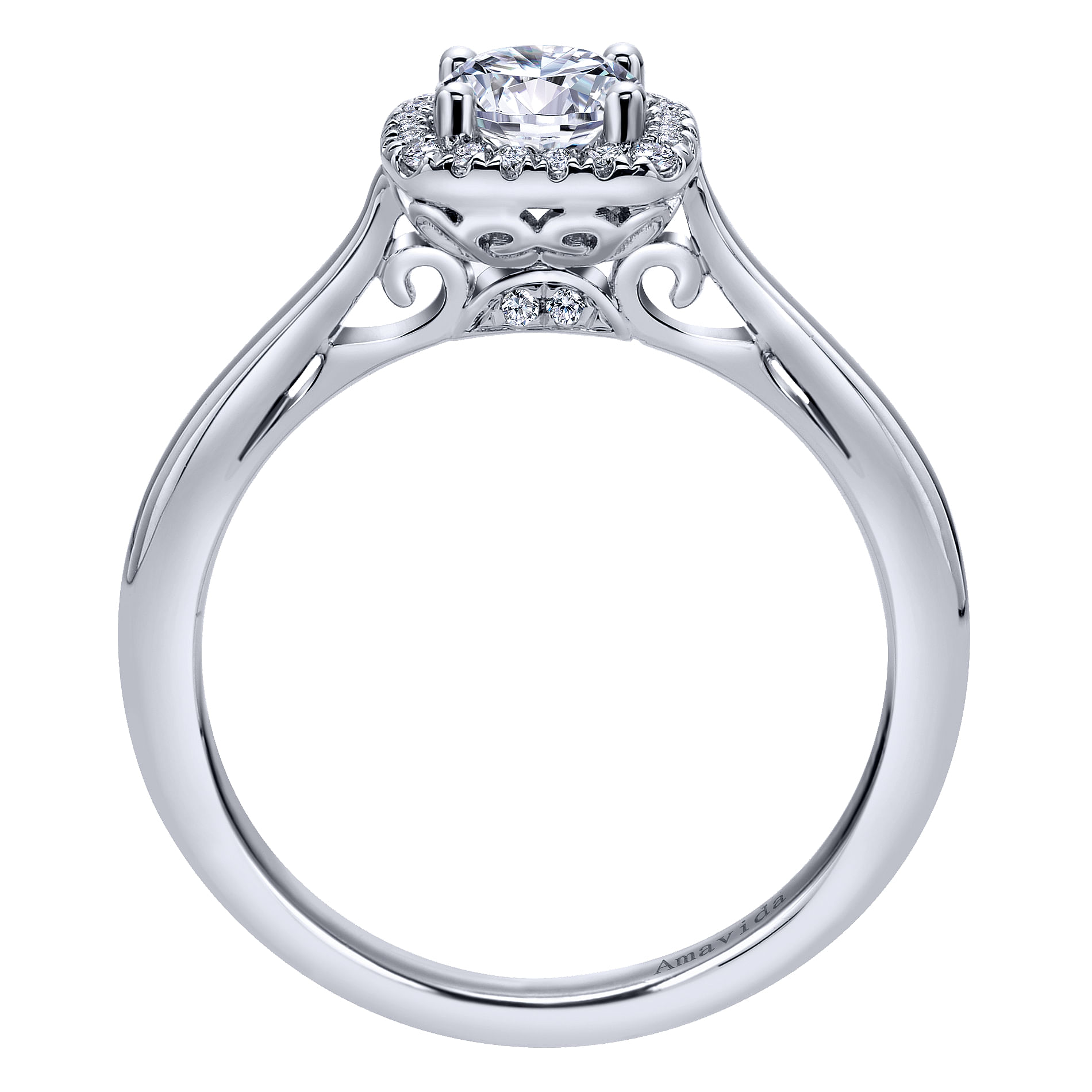 18k White Gold Diamond Halo Engagement Ring angle 2 18k White Gold Diamond Halo Engagement Ring angle 2