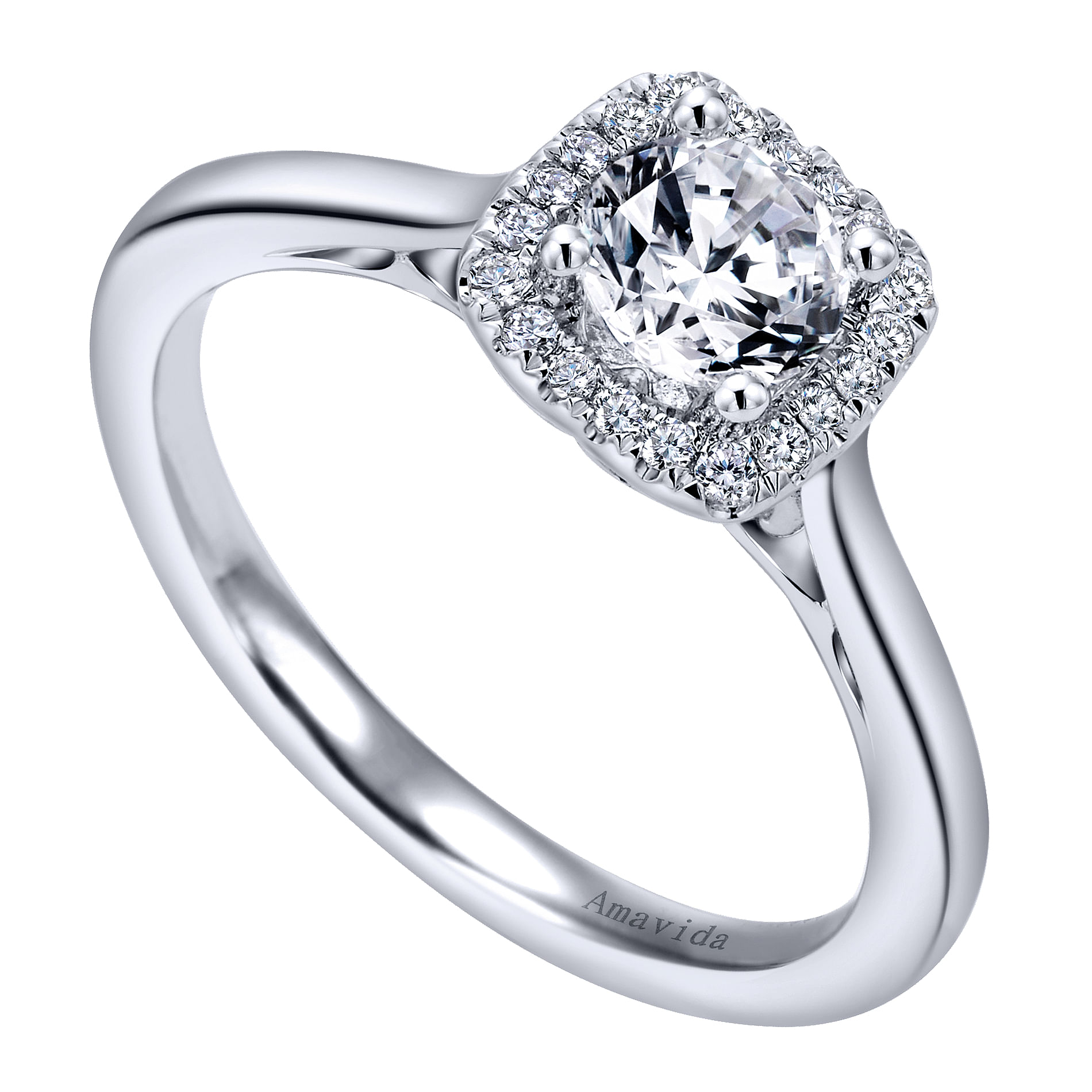 18k White Gold Diamond Halo Engagement Ring angle 3 18k White Gold Diamond Halo Engagement Ring angle 3