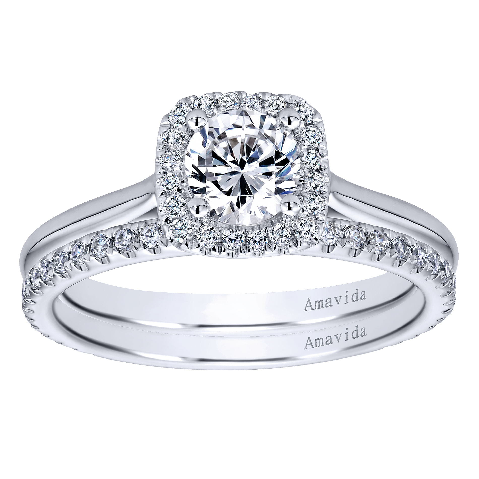 18k White Gold Diamond Halo Engagement Ring angle 4 18k White Gold Diamond Halo Engagement Ring angle 4