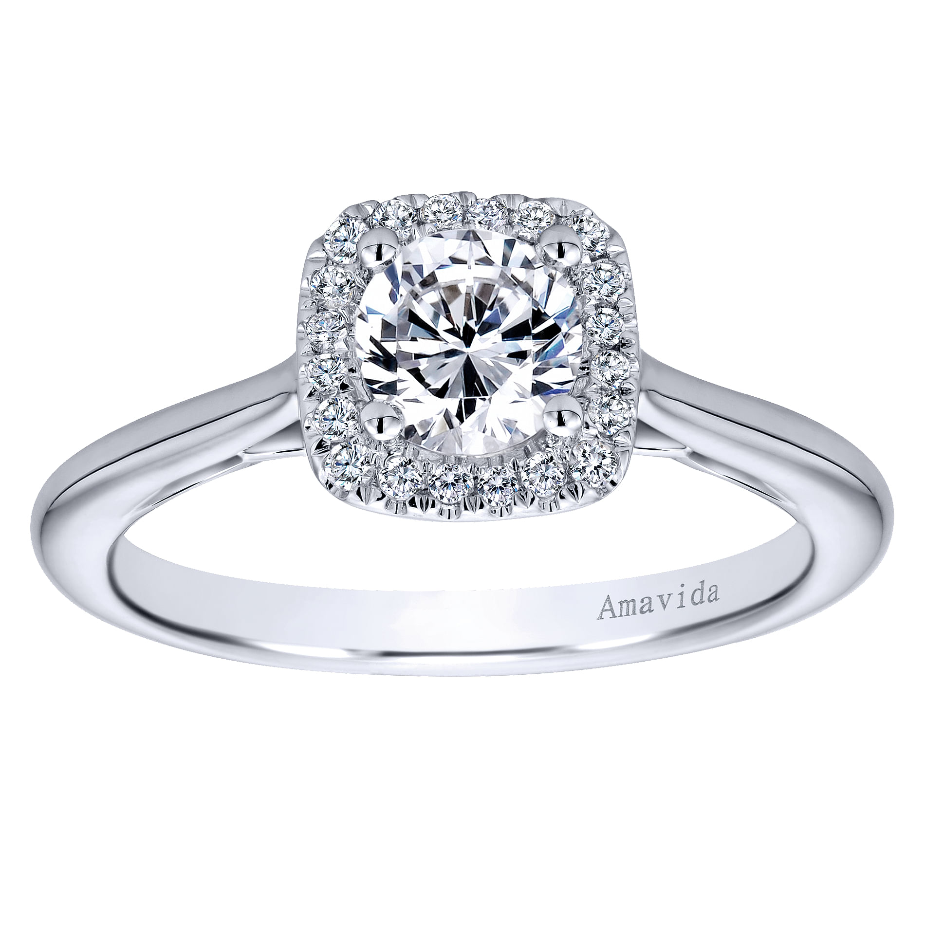18k White Gold Diamond Halo Engagement Ring angle 5 18k White Gold Diamond Halo Engagement Ring angle 5