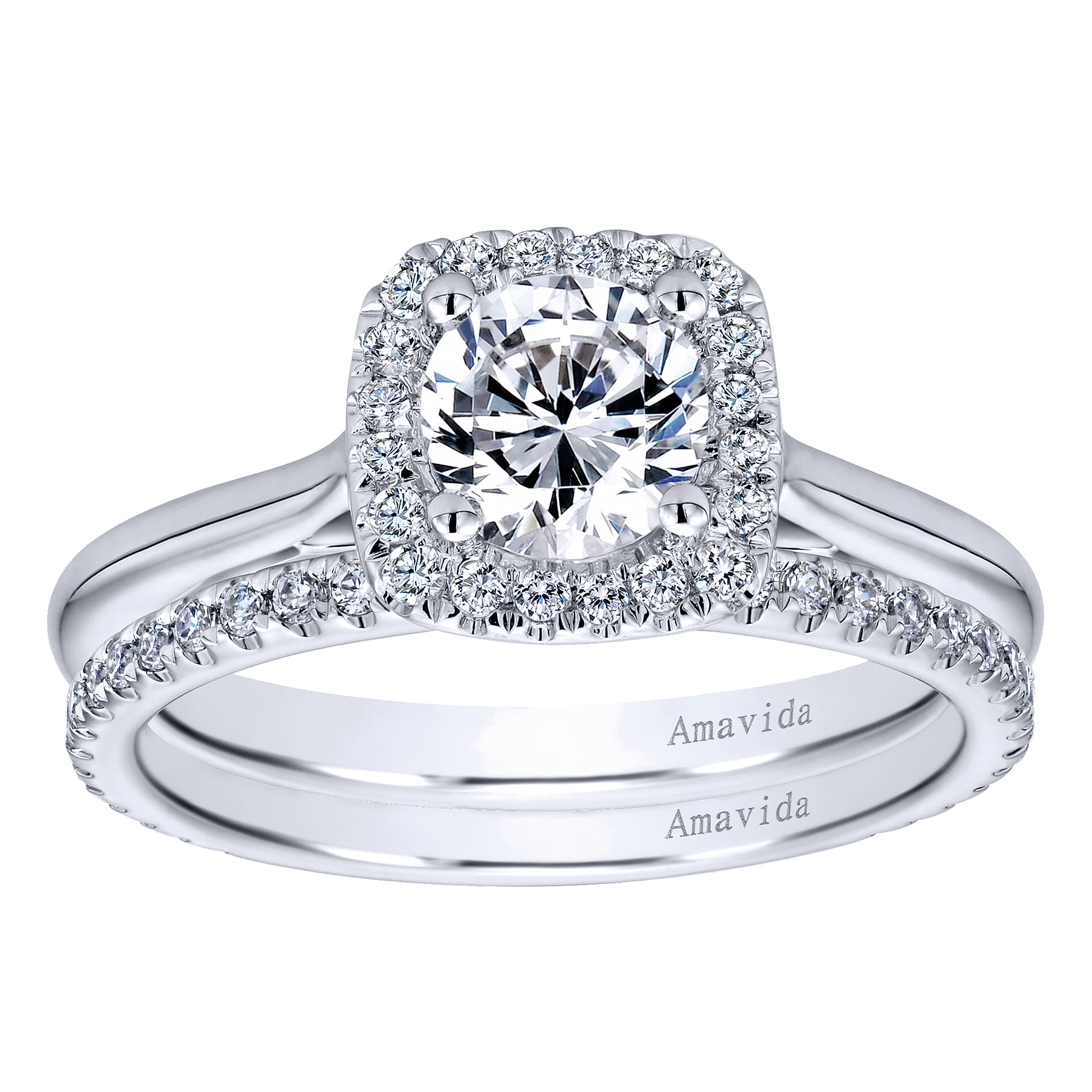 18k White Gold Diamond Halo Engagement Ring angle 4 18k White Gold Diamond Halo Engagement Ring angle 4