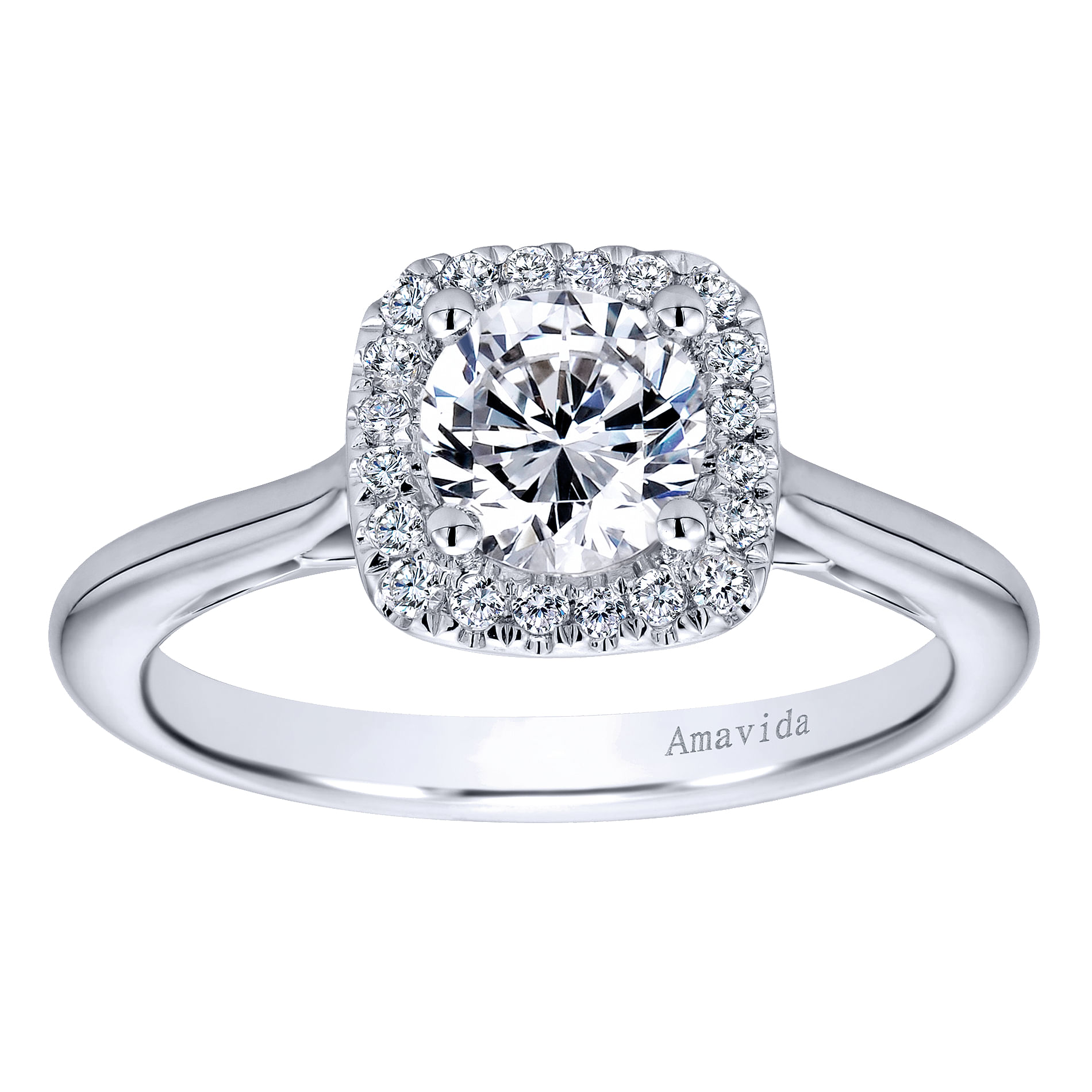 18k White Gold Diamond Halo Engagement Ring angle 5 18k White Gold Diamond Halo Engagement Ring angle 5