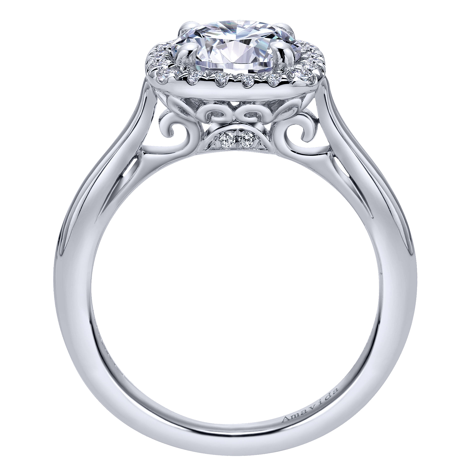 18k White Gold Diamond Halo Engagement Ring angle 2 18k White Gold Diamond Halo Engagement Ring angle 2