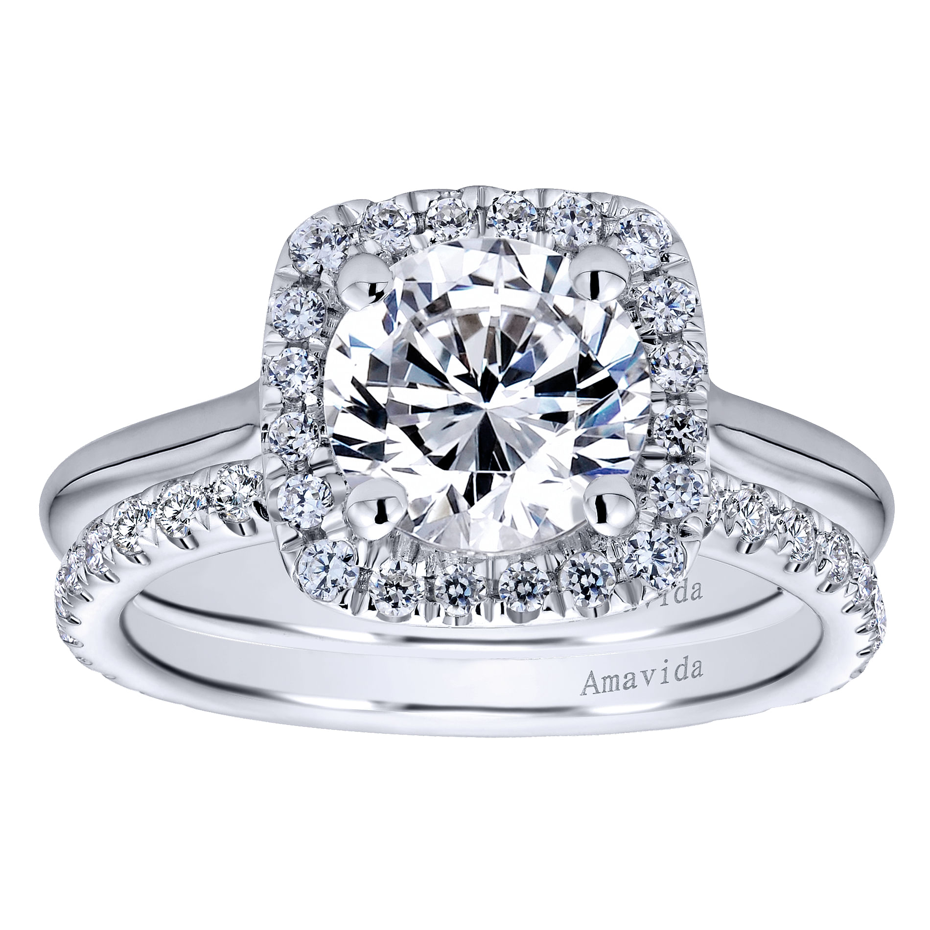 18k White Gold Diamond Halo Engagement Ring angle 4 18k White Gold Diamond Halo Engagement Ring angle 4