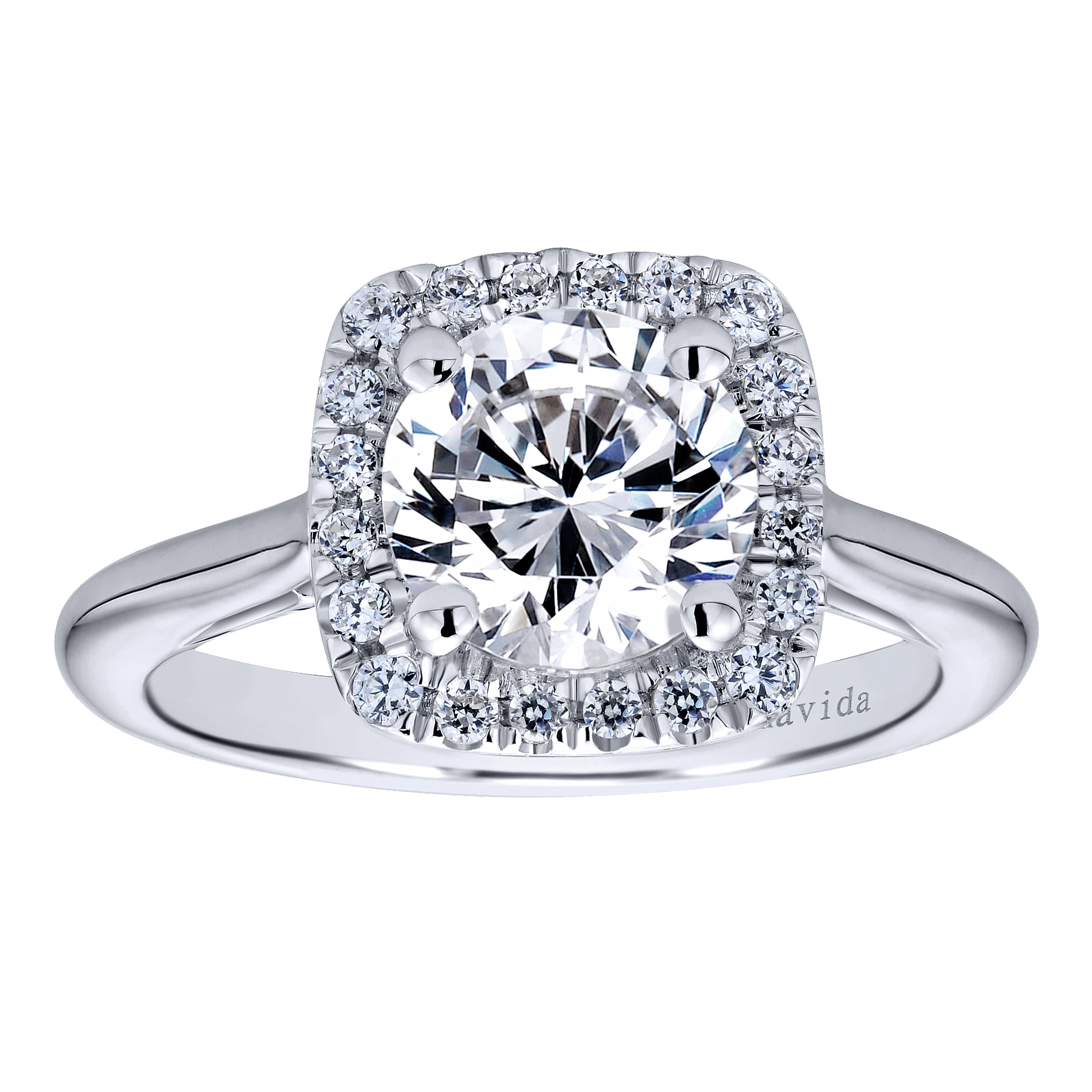 18k White Gold Diamond Halo Engagement Ring angle 5 18k White Gold Diamond Halo Engagement Ring angle 5