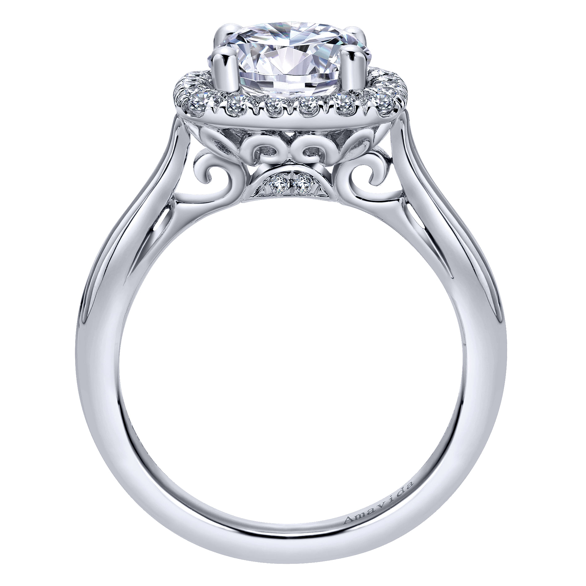18k White Gold Diamond Halo Engagement Ring angle 2 18k White Gold Diamond Halo Engagement Ring angle 2
