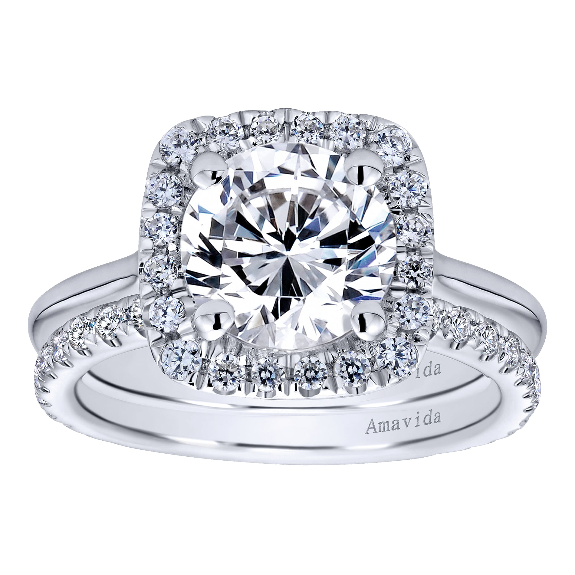 18k White Gold Diamond Halo Engagement Ring angle 4 18k White Gold Diamond Halo Engagement Ring angle 4