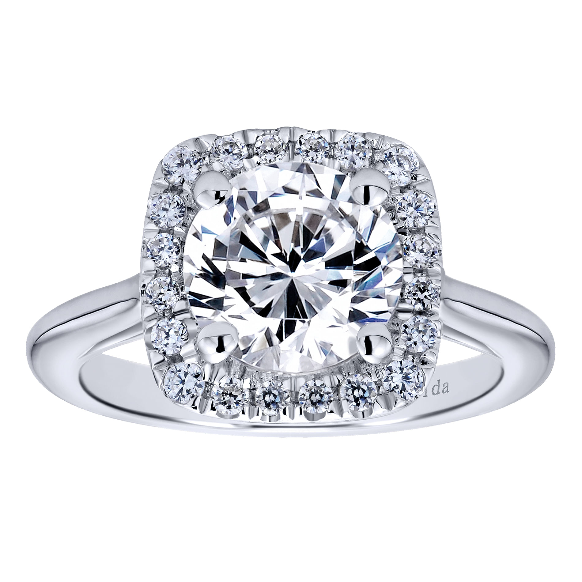 18k White Gold Diamond Halo Engagement Ring angle 5 18k White Gold Diamond Halo Engagement Ring angle 5