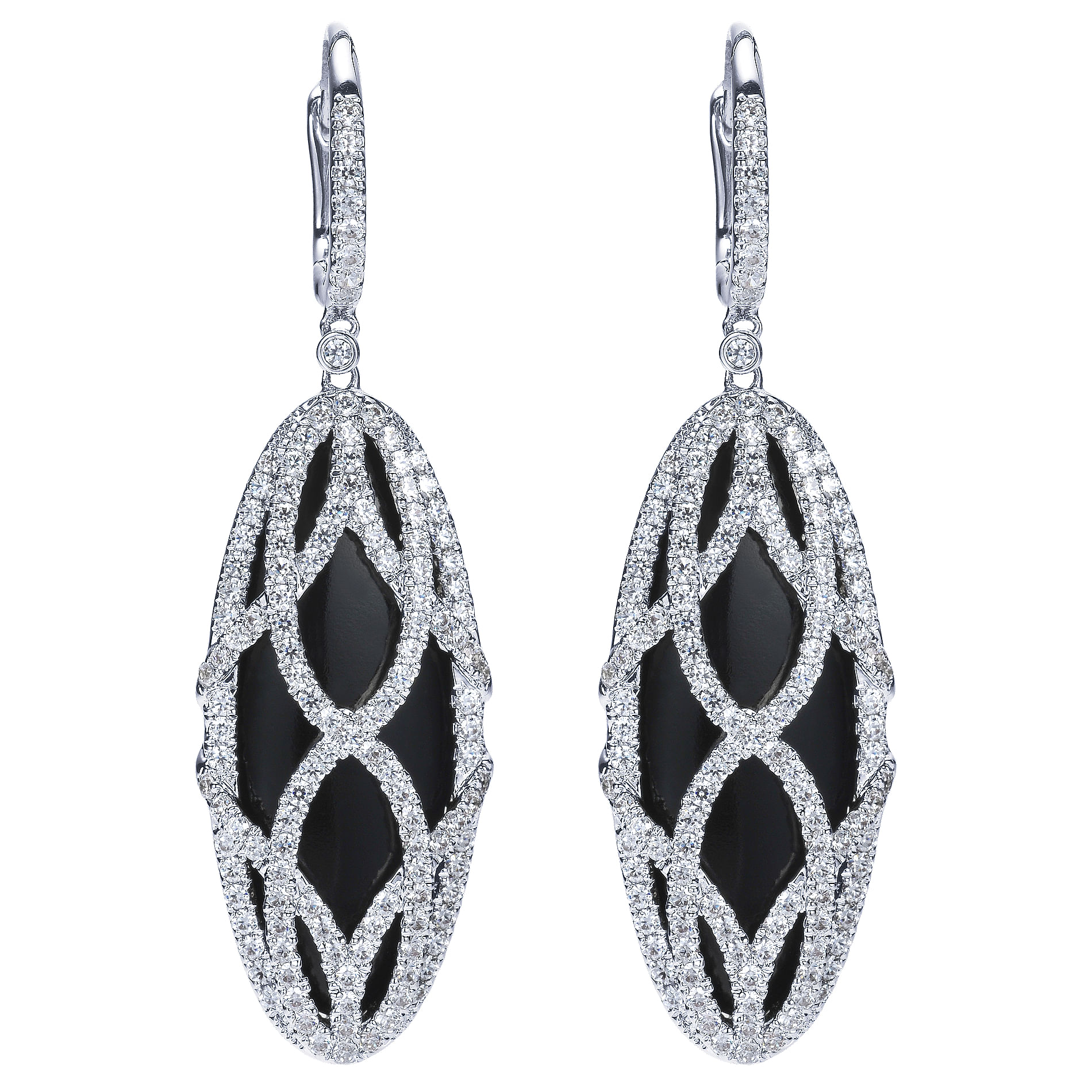 18k White Gold Diamond Onyx Drop 18k White Gold Diamond Onyx Drop