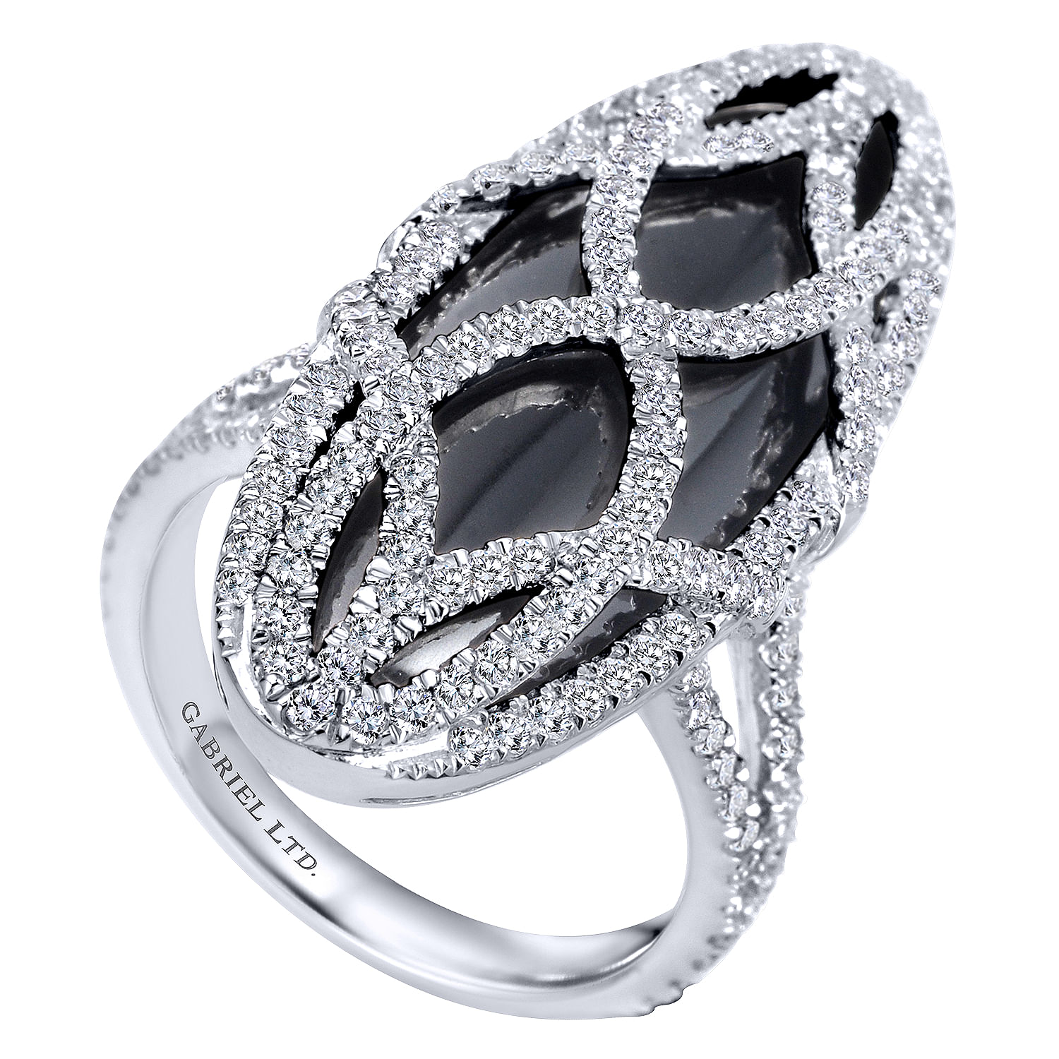 18k White Gold Diamond Onyx Fashion Ladies 18k White Gold Diamond Onyx Fashion Ladies