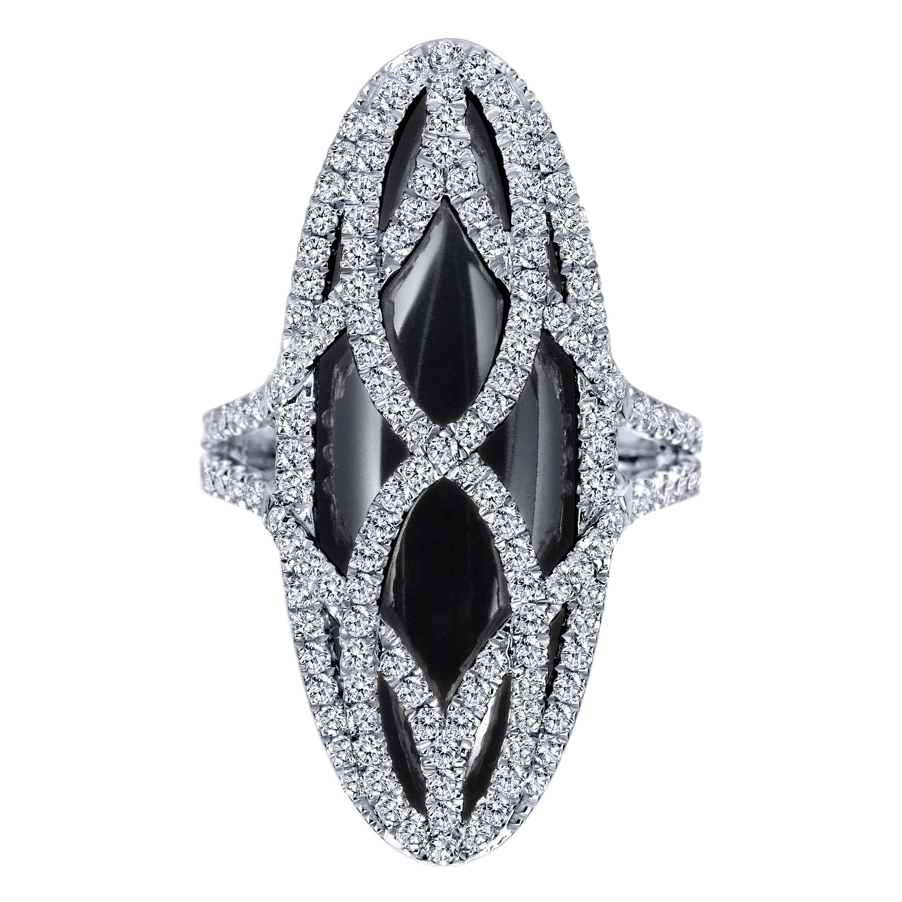 18k White Gold Diamond Onyx Fashion Ladies 18k White Gold Diamond Onyx Fashion Ladies
