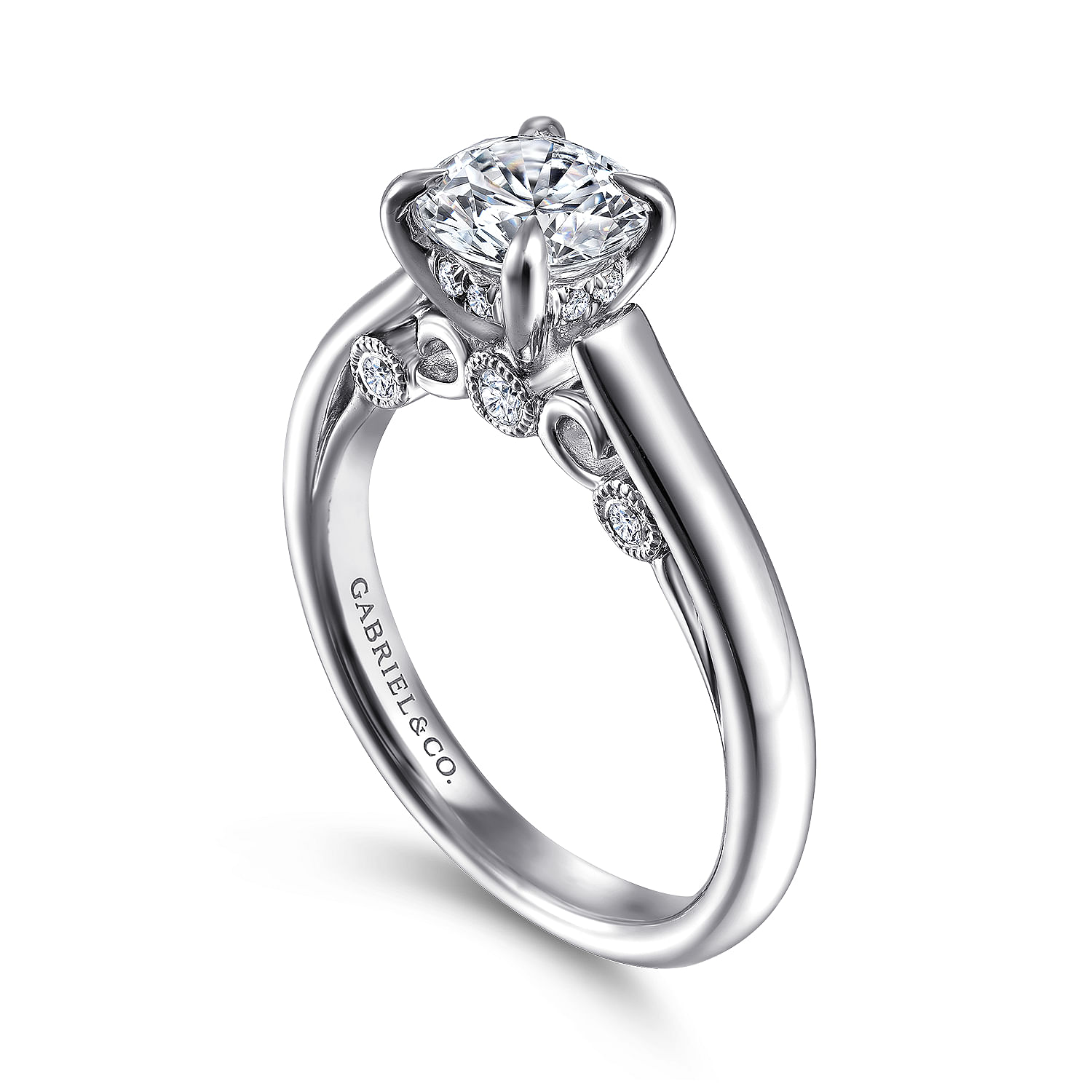 18k White Gold Diamond Solitaire Engagement Ring angle 3 18k White Gold Diamond Solitaire Engagement Ring angle 3