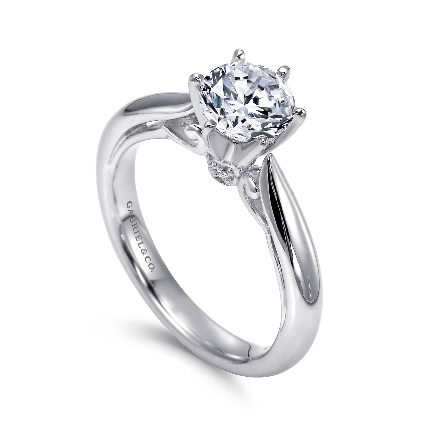 18k White Gold Diamond Solitaire Engagement Ring angle 3 18k White Gold Diamond Solitaire Engagement Ring angle 3