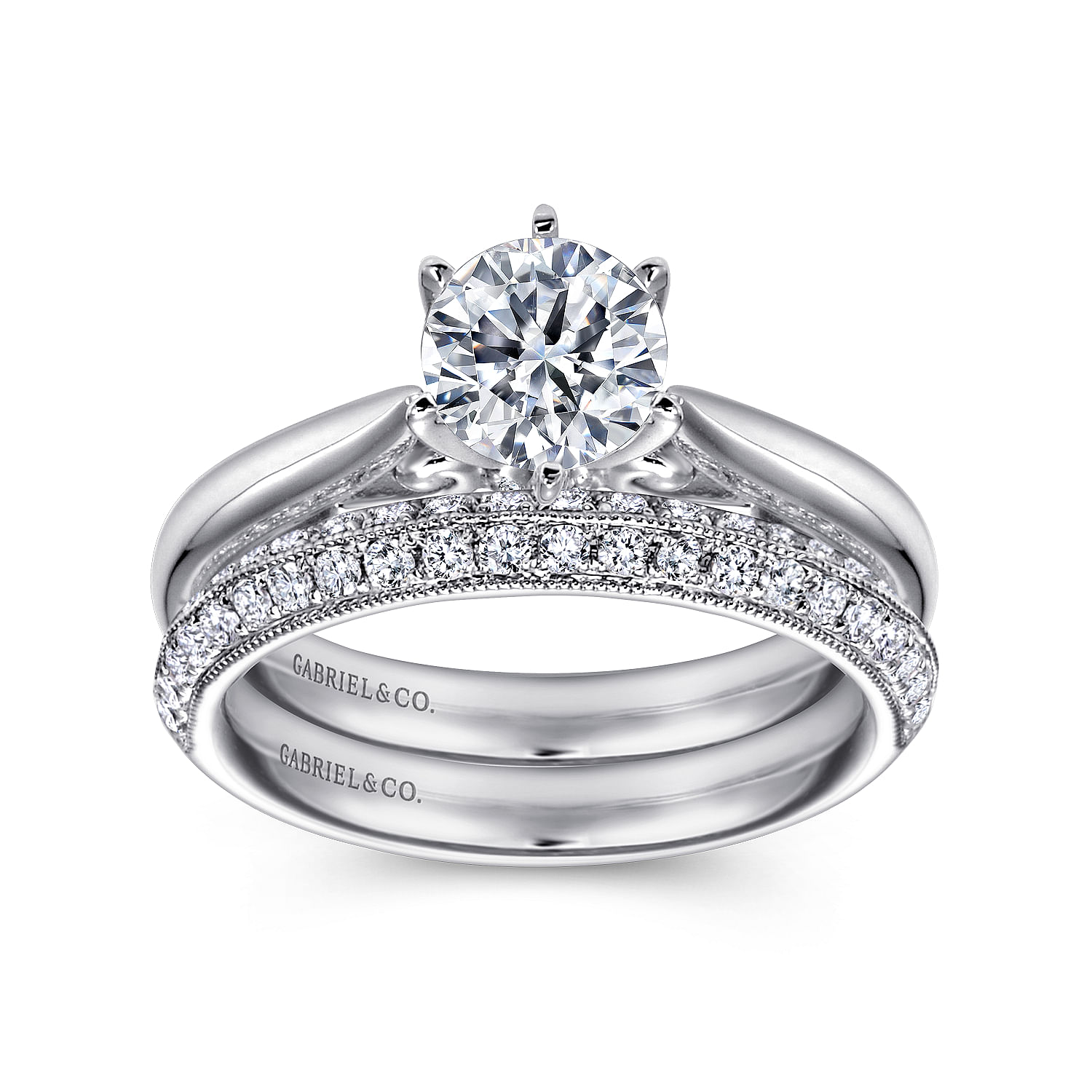 18k White Gold Diamond Solitaire Engagement Ring angle 4 18k White Gold Diamond Solitaire Engagement Ring angle 4