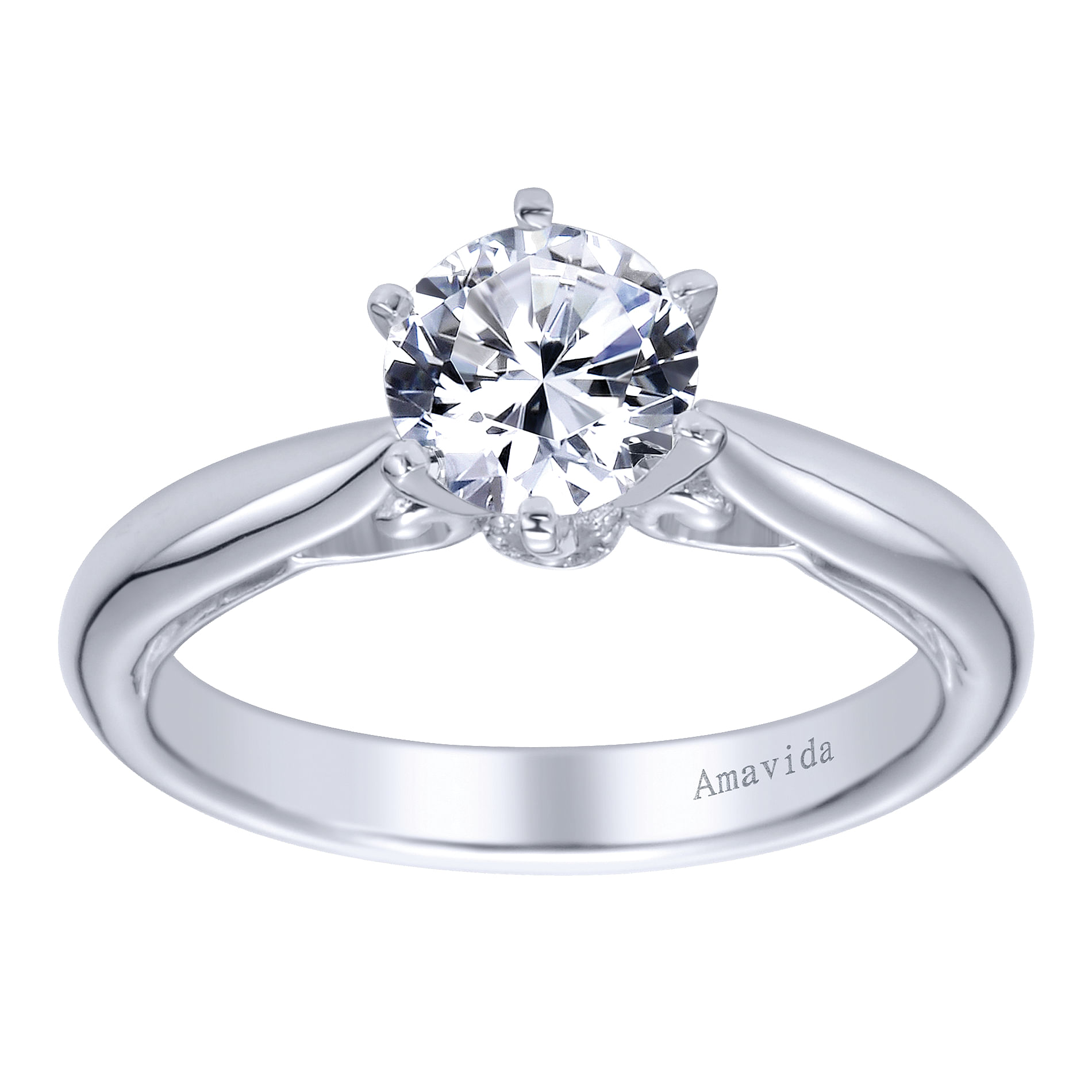 18k White Gold Diamond Solitaire Engagement Ring angle 5 18k White Gold Diamond Solitaire Engagement Ring angle 5