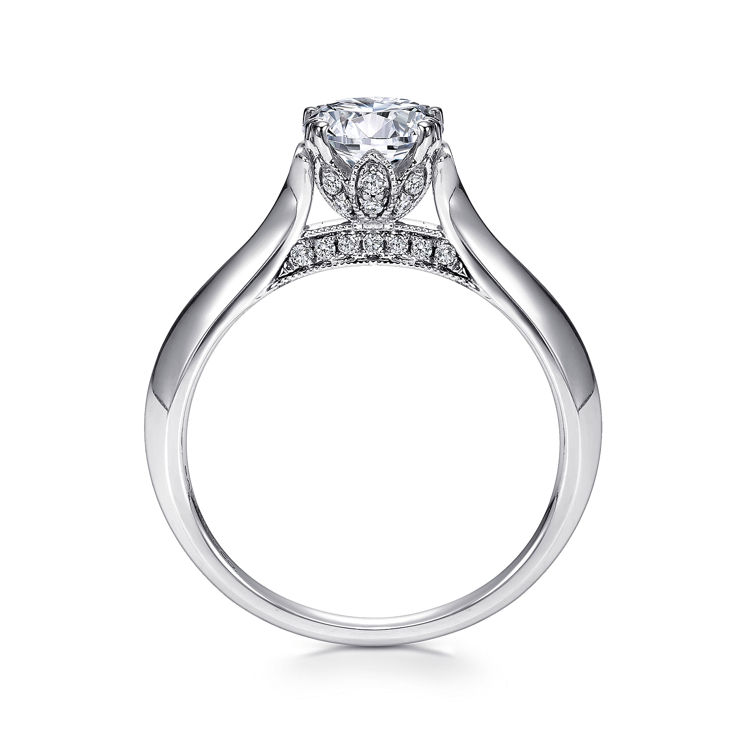 18k White Gold Diamond Solitaire Engagement Ring angle 2 18k White Gold Diamond Solitaire Engagement Ring angle 2