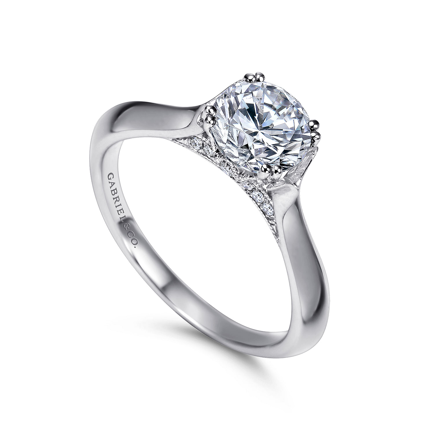 18k White Gold Diamond Solitaire Engagement Ring angle 3 18k White Gold Diamond Solitaire Engagement Ring angle 3