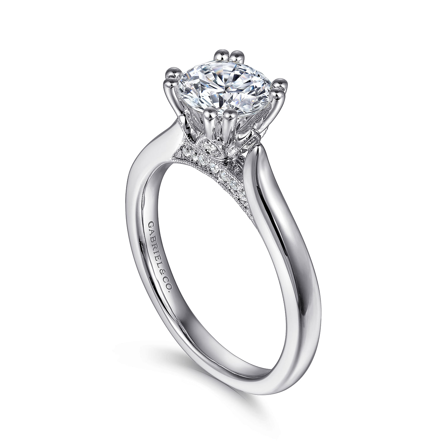 18k White Gold Diamond Solitaire Engagement Ring angle 3 18k White Gold Diamond Solitaire Engagement Ring angle 3