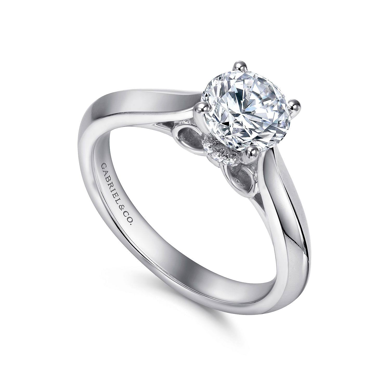 18k White Gold Diamond Solitaire Engagement Ring angle 3 18k White Gold Diamond Solitaire Engagement Ring angle 3