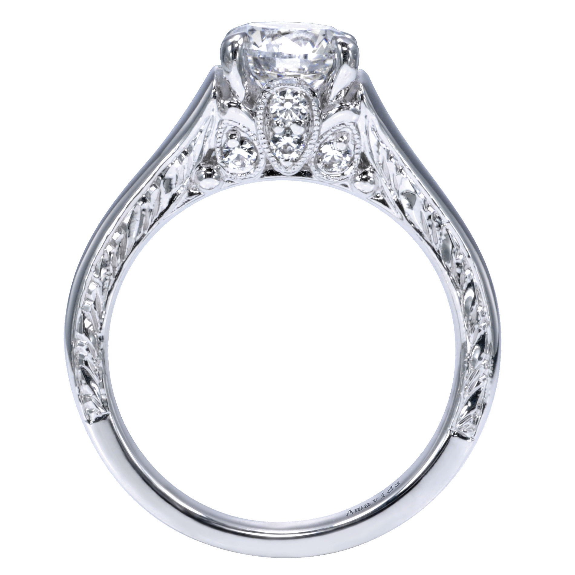 18k White Gold Diamond Solitaire Engagement Ring angle 2 18k White Gold Diamond Solitaire Engagement Ring angle 2