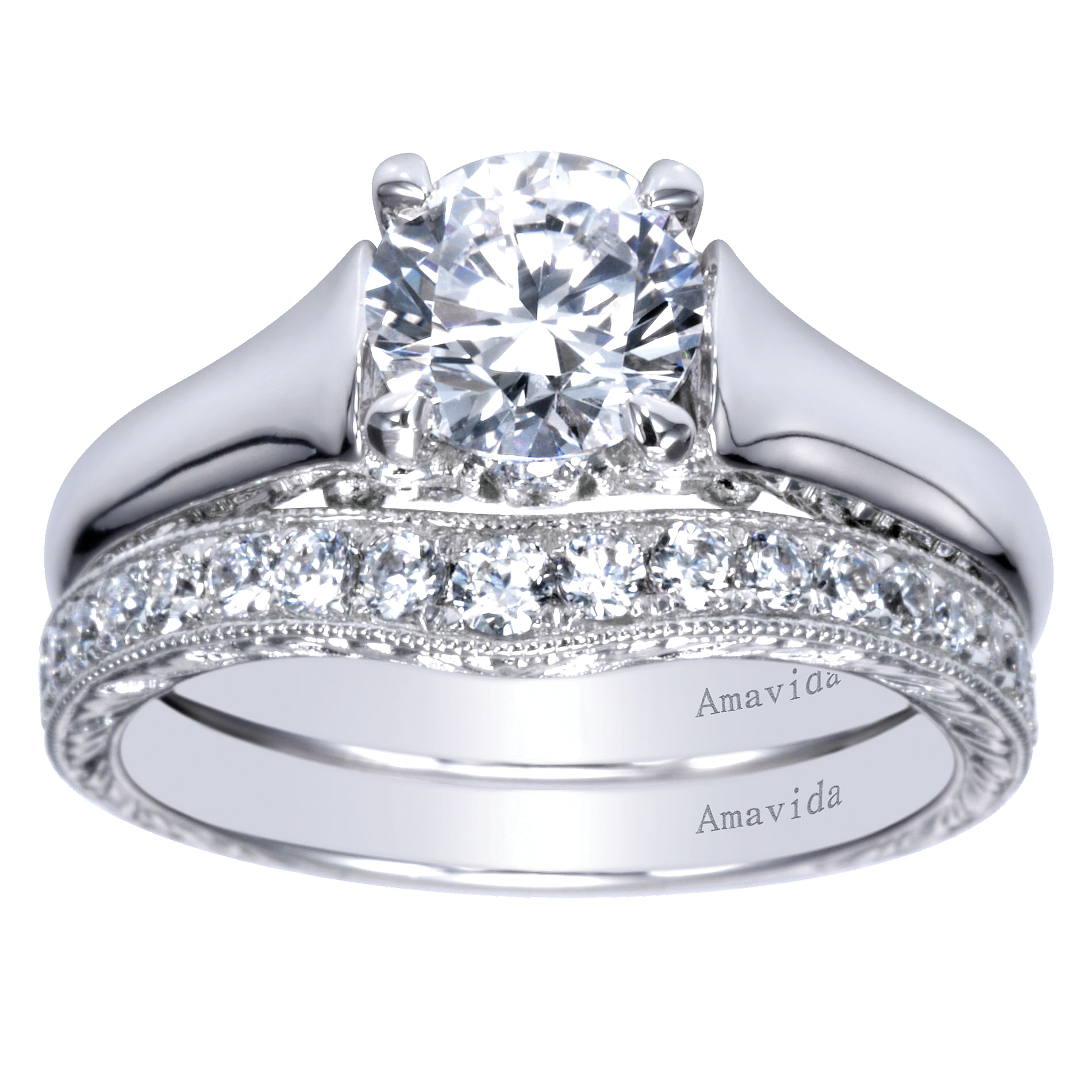 18k White Gold Diamond Solitaire Engagement Ring angle 4 18k White Gold Diamond Solitaire Engagement Ring angle 4