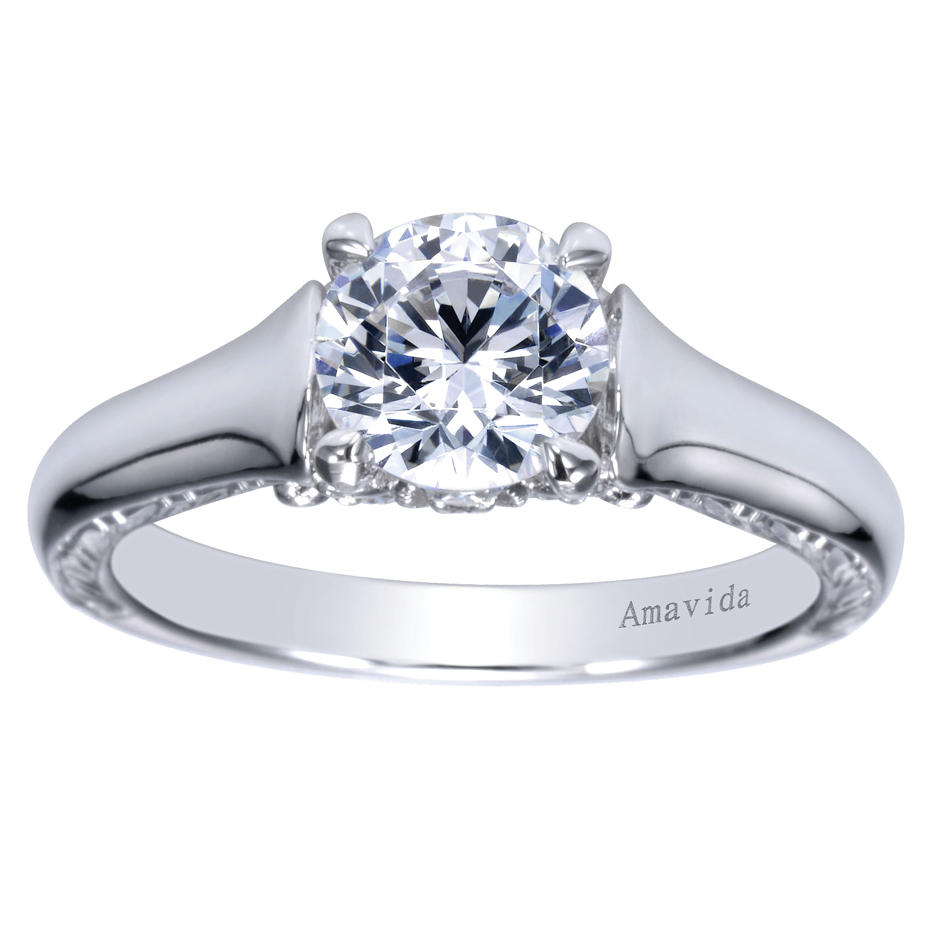18k White Gold Diamond Solitaire Engagement Ring angle 5 18k White Gold Diamond Solitaire Engagement Ring angle 5