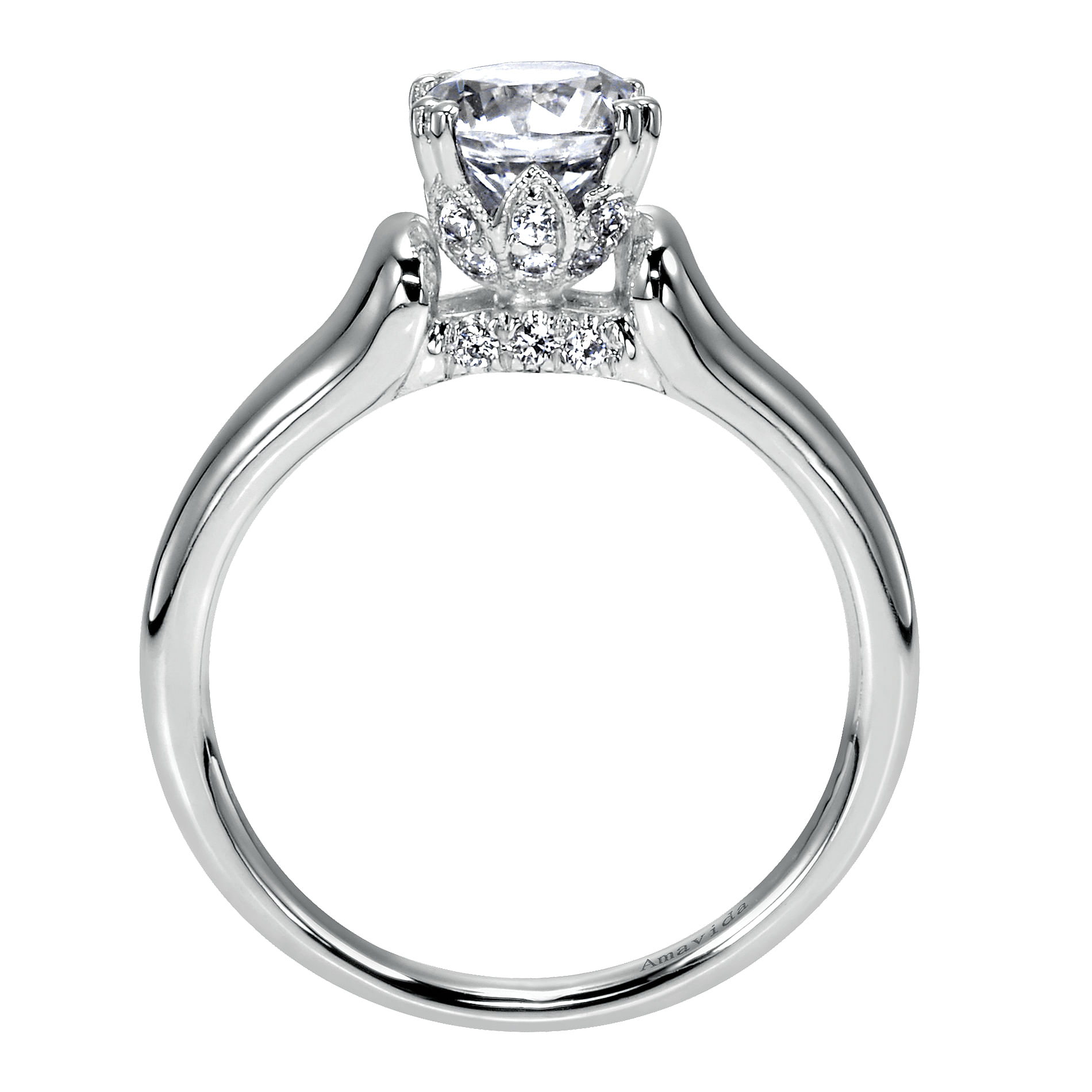 18k White Gold Diamond Solitaire Engagement Ring angle 2 18k White Gold Diamond Solitaire Engagement Ring angle 2