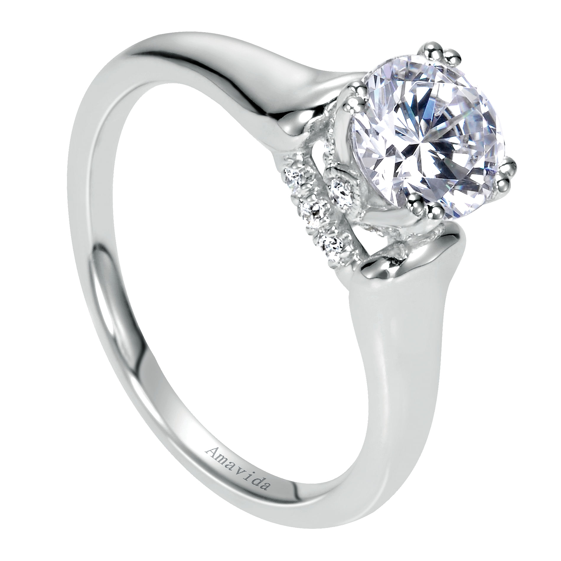 18k White Gold Diamond Solitaire Engagement Ring angle 3 18k White Gold Diamond Solitaire Engagement Ring angle 3
