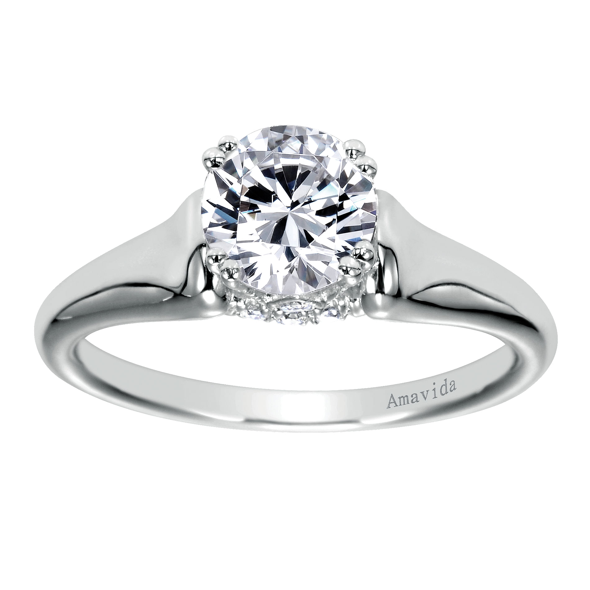 18k White Gold Diamond Solitaire Engagement Ring angle 5 18k White Gold Diamond Solitaire Engagement Ring angle 5