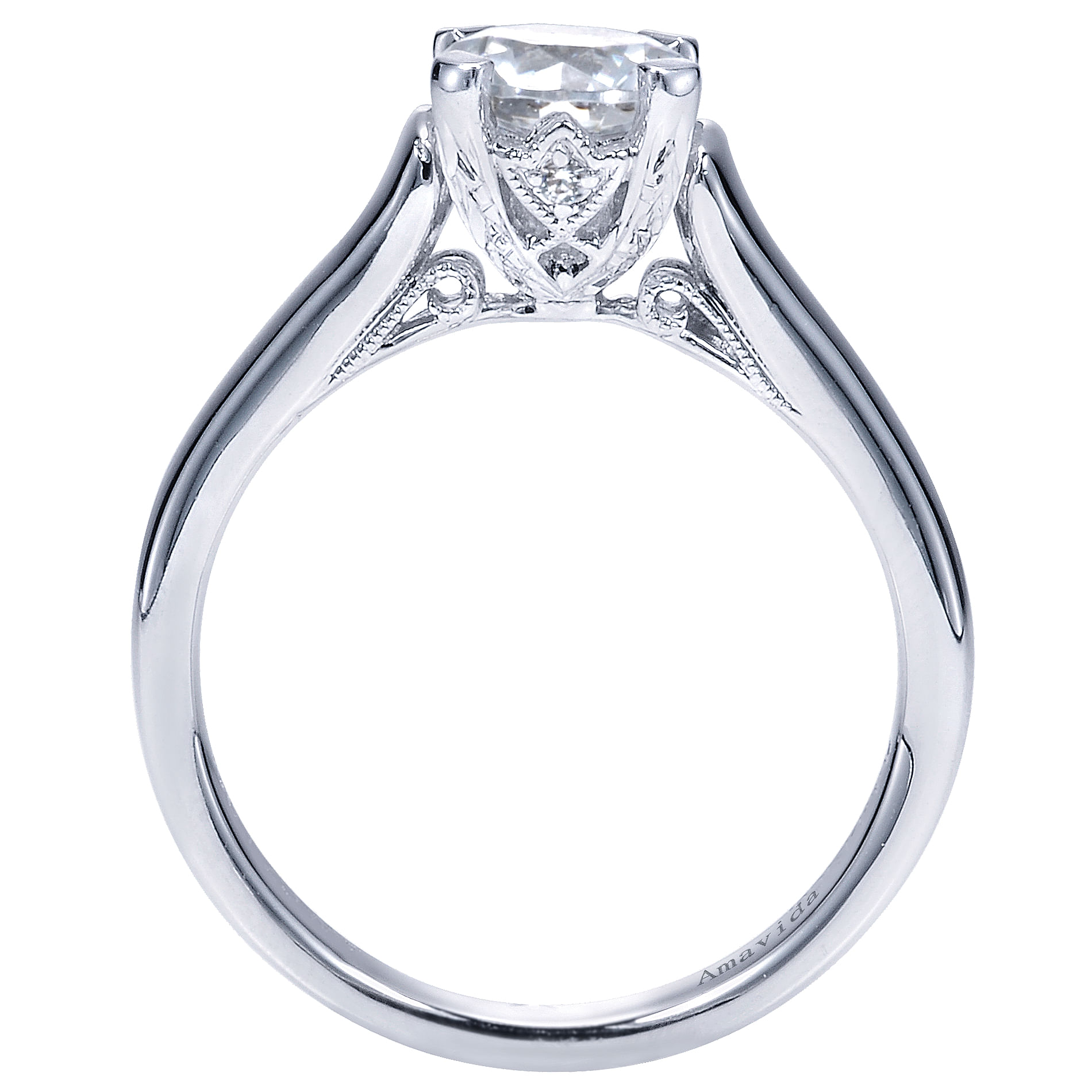 18k White Gold Diamond Solitaire Engagement Ring angle 2 18k White Gold Diamond Solitaire Engagement Ring angle 2