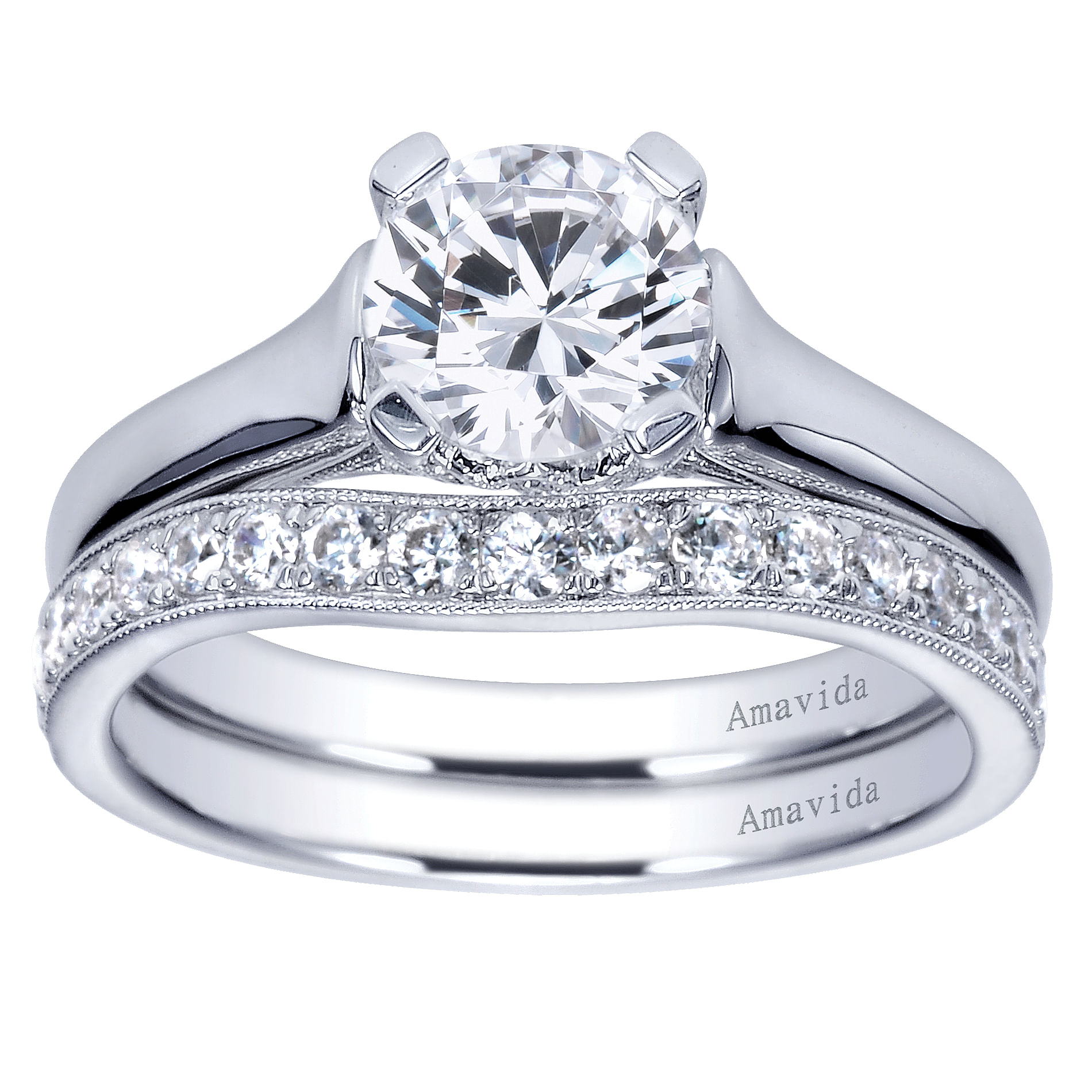 18k White Gold Diamond Solitaire Engagement Ring angle 4 18k White Gold Diamond Solitaire Engagement Ring angle 4