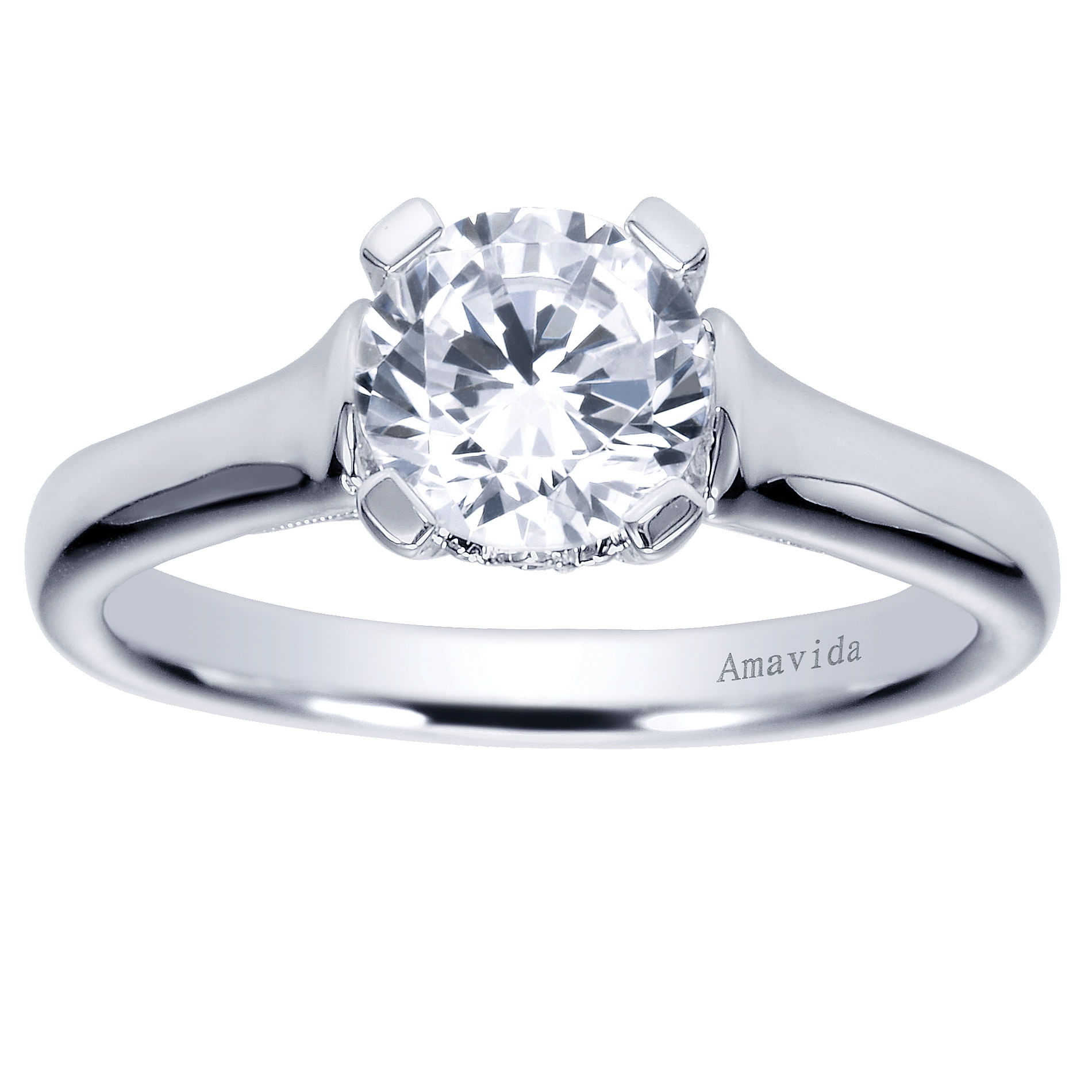 18k White Gold Diamond Solitaire Engagement Ring angle 5 18k White Gold Diamond Solitaire Engagement Ring angle 5